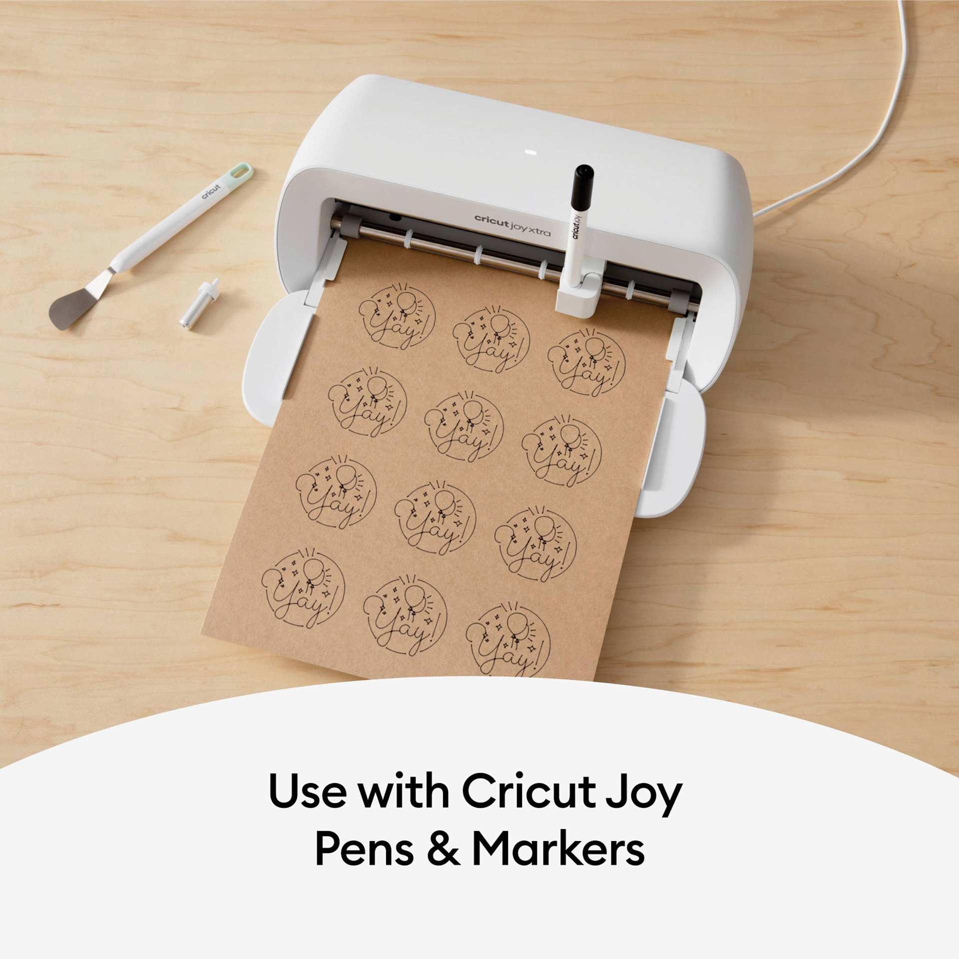 Cricut Joy Xtra Smart Label Paper - 9-1/2" x 12", Pkg of 4 in use with Cricut Joy Xtra and Cricut Permanent Markers (not included)