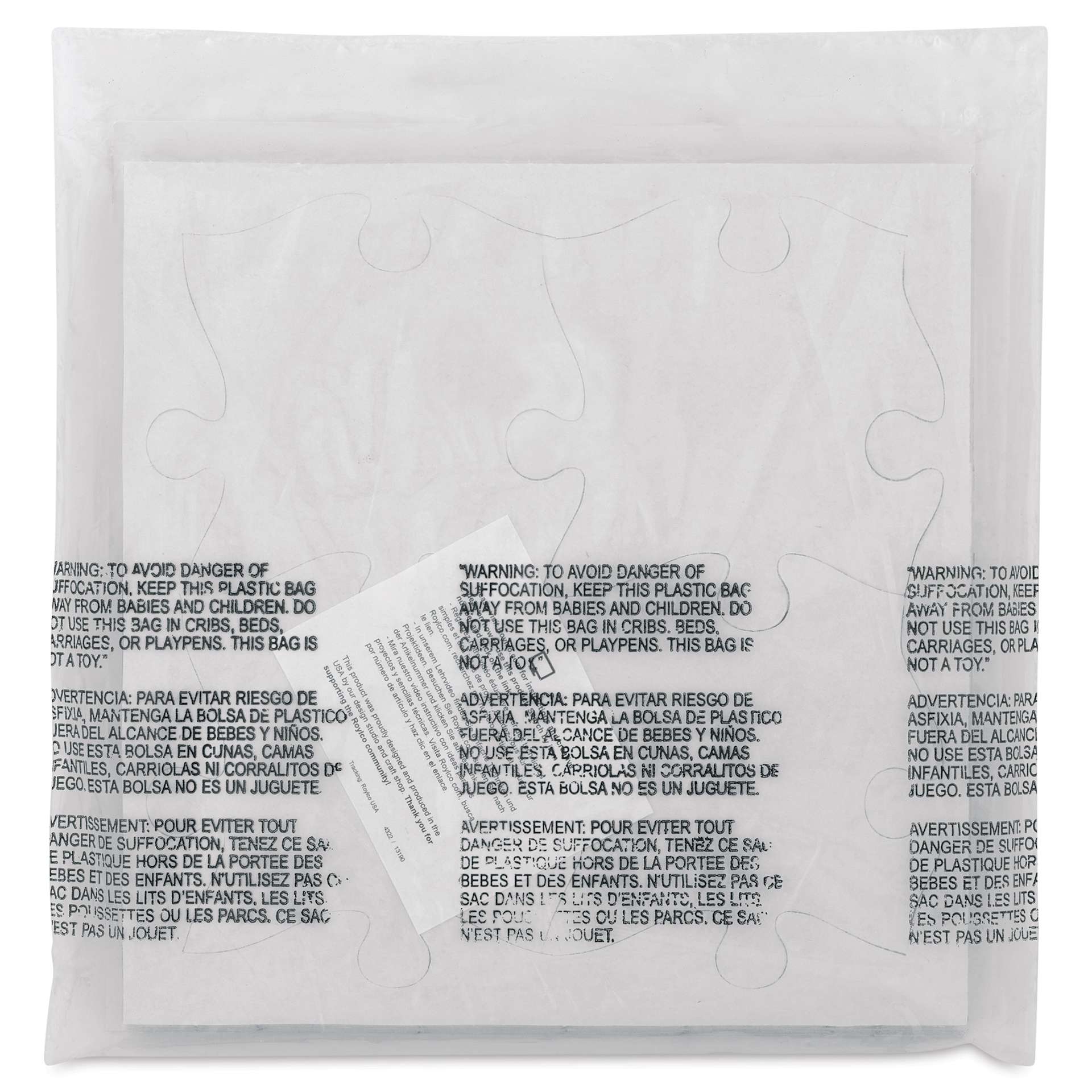 Roylco Blank Puzzle Pieces - 4" x 4", Pkg of 32 back of packaging