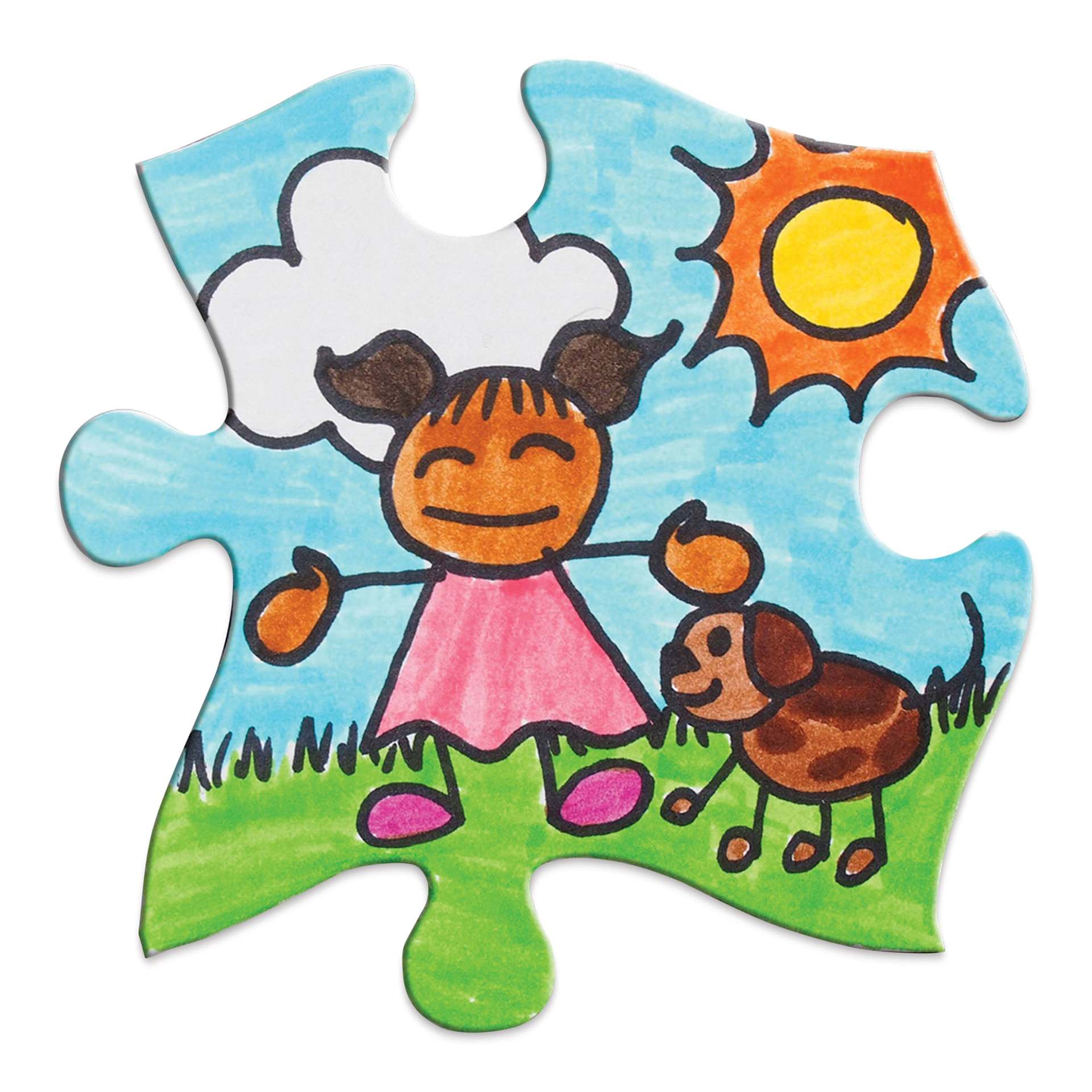 Roylco Blank Puzzle Pieces - 4" x 4", Pkg of 32 close-up of finished piece example