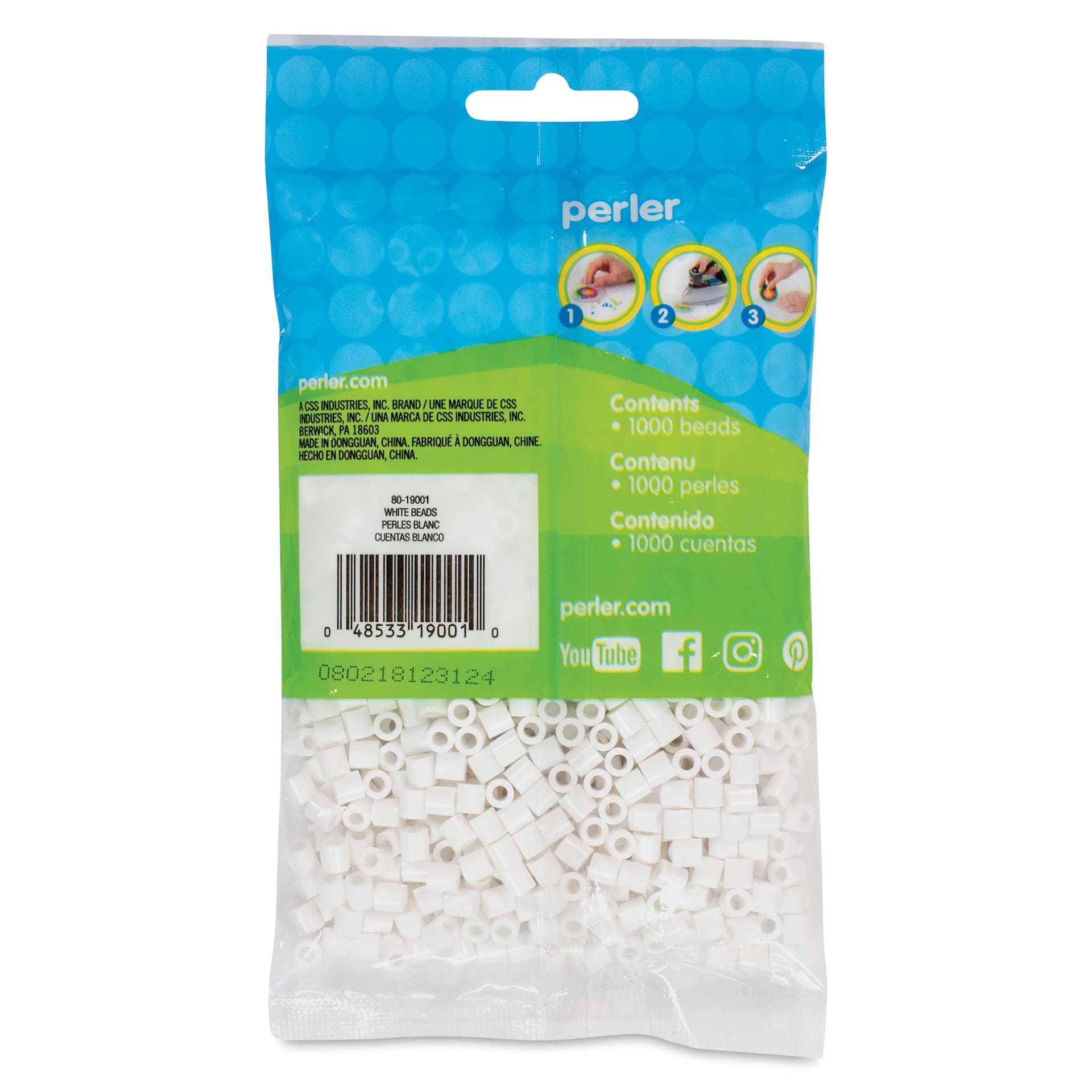 Perler Fused Bead Bag - White, Pkg of 1000 - back of packaging