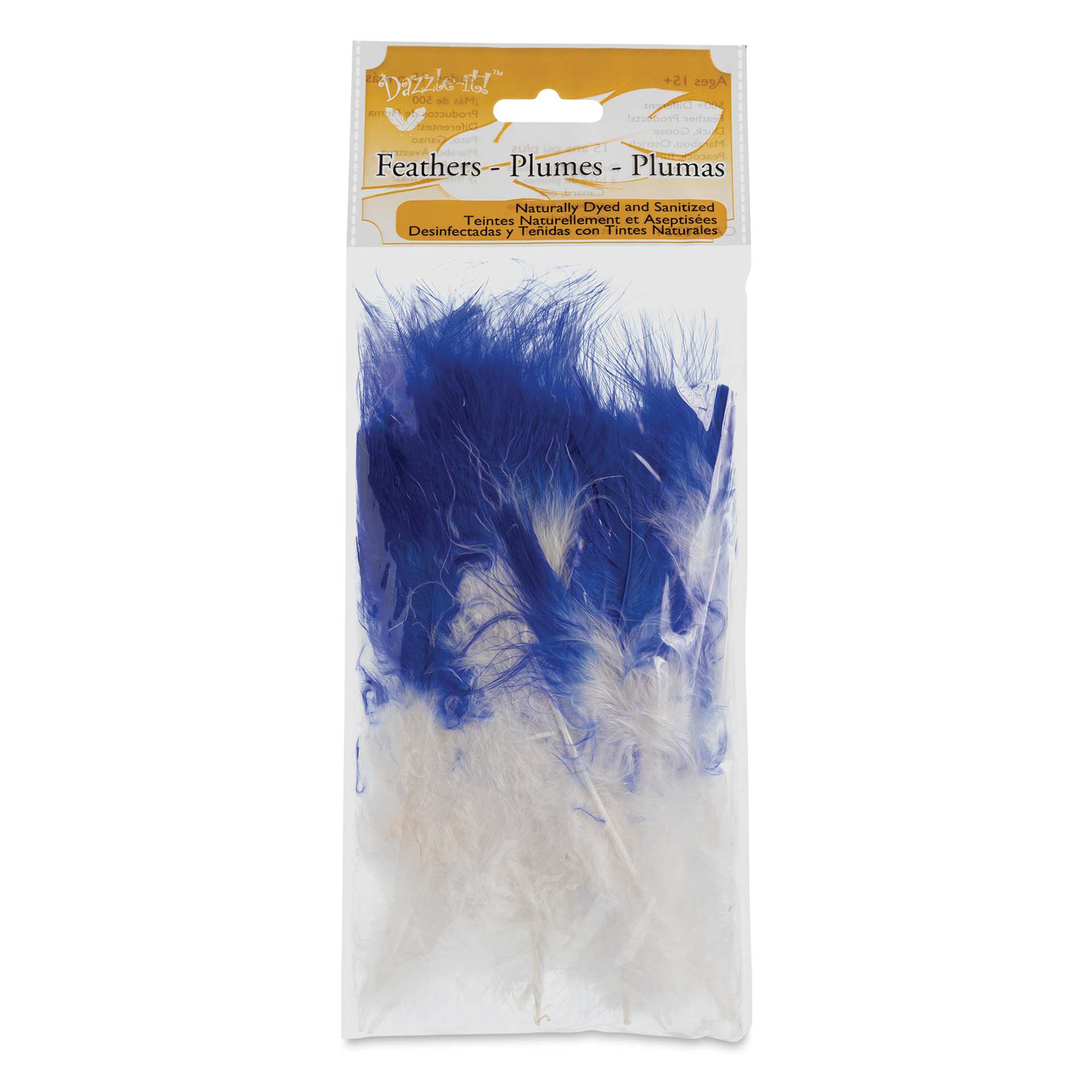 John Bead Marabou Feathers - 18 g, White and Royal Blue - front of packaging