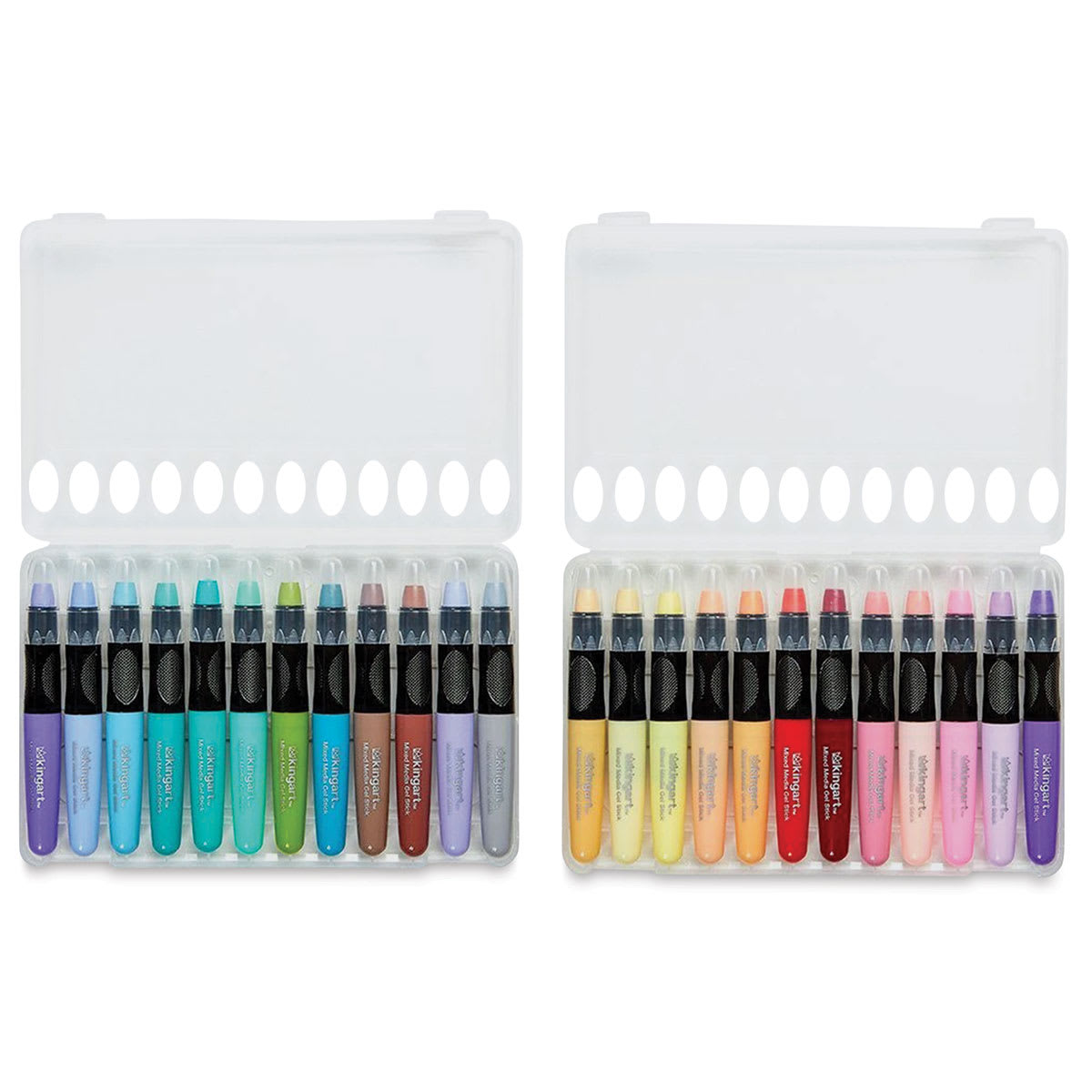 Kingart Mixed Media Gel Sticks - Set of 24, Pastel Colors (in case)