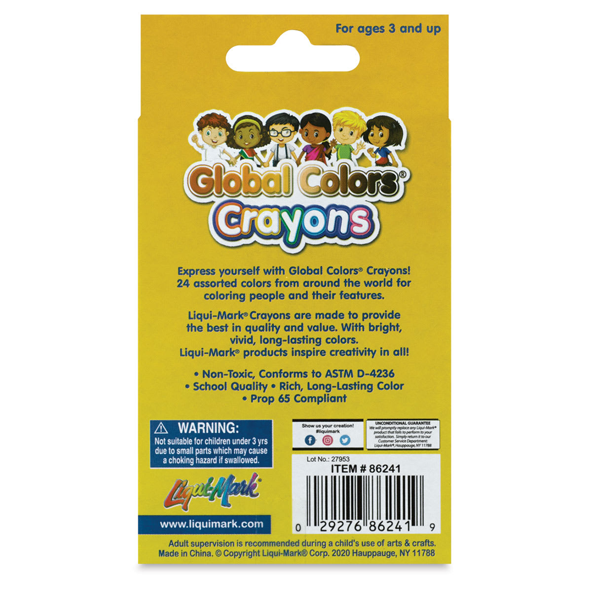 Liqui-Mark Crayons - Global Colors, Set of 24 (back of package)