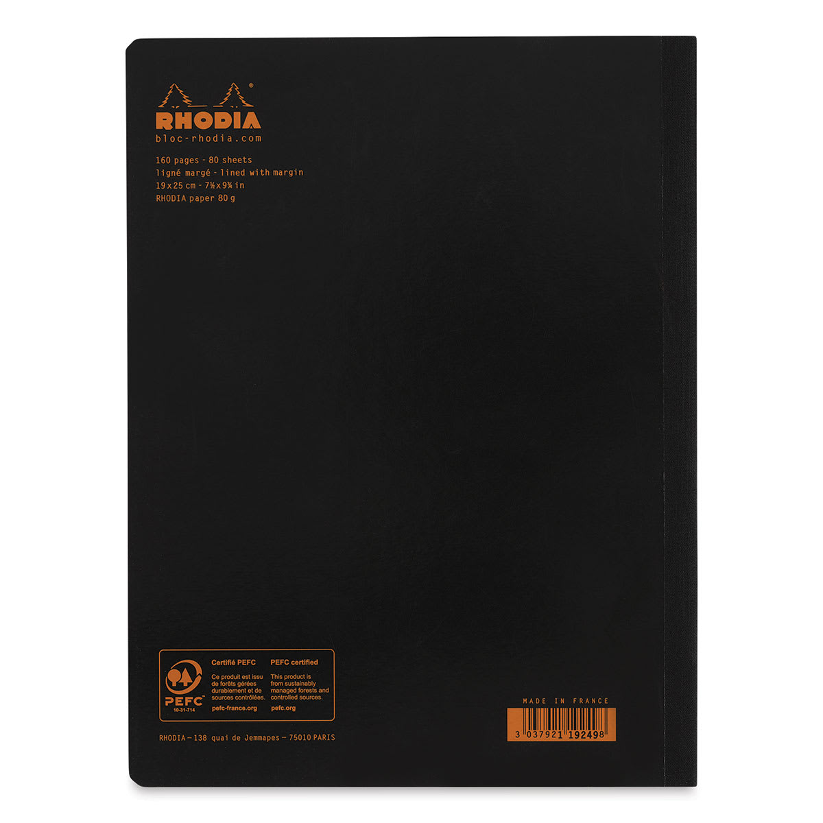 Rhodia Composition Book - Black, 9-7/8" x 7-1/2", 80 Sheets (back cover)