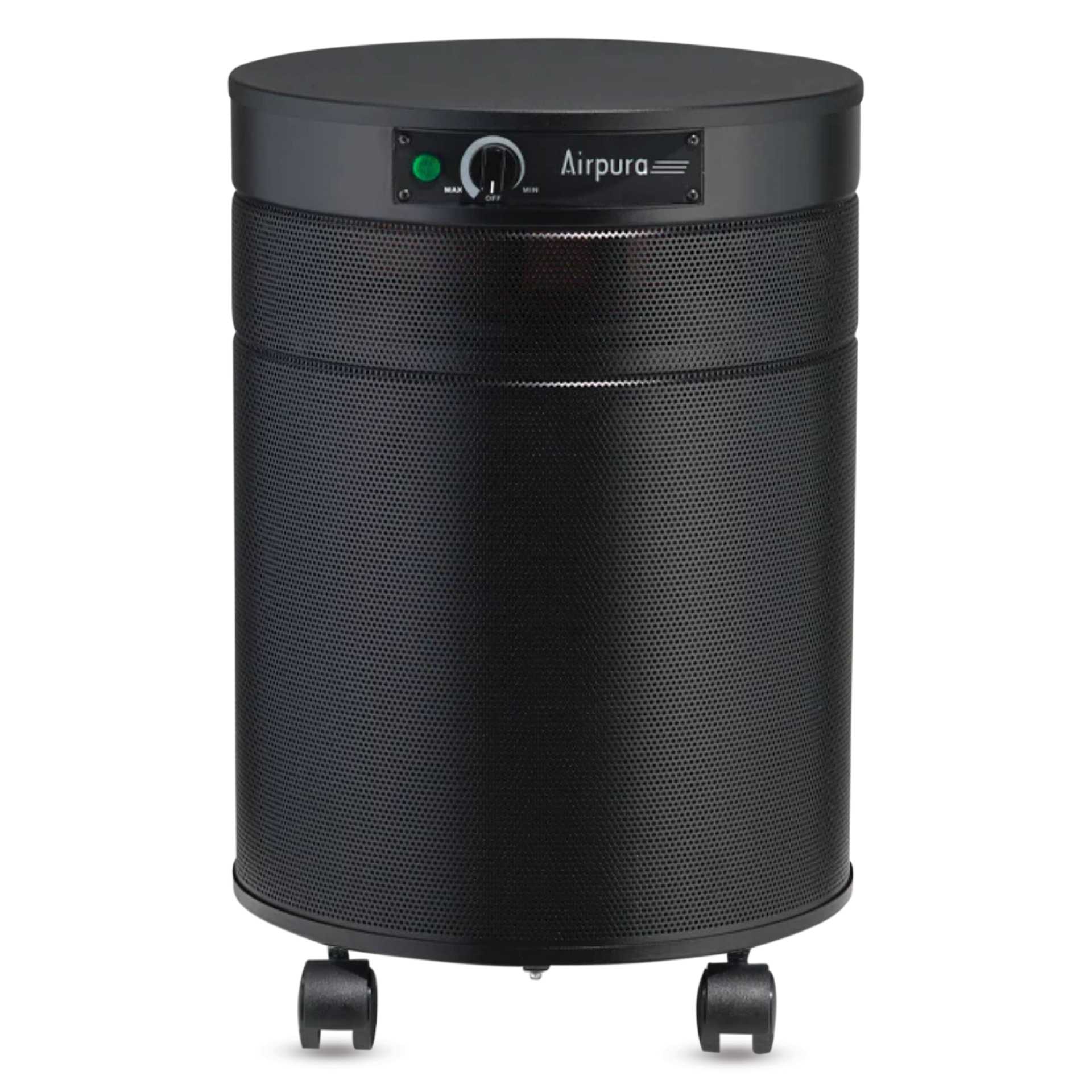 Airpura C600 DLX Air Purifier - Black, front view. 