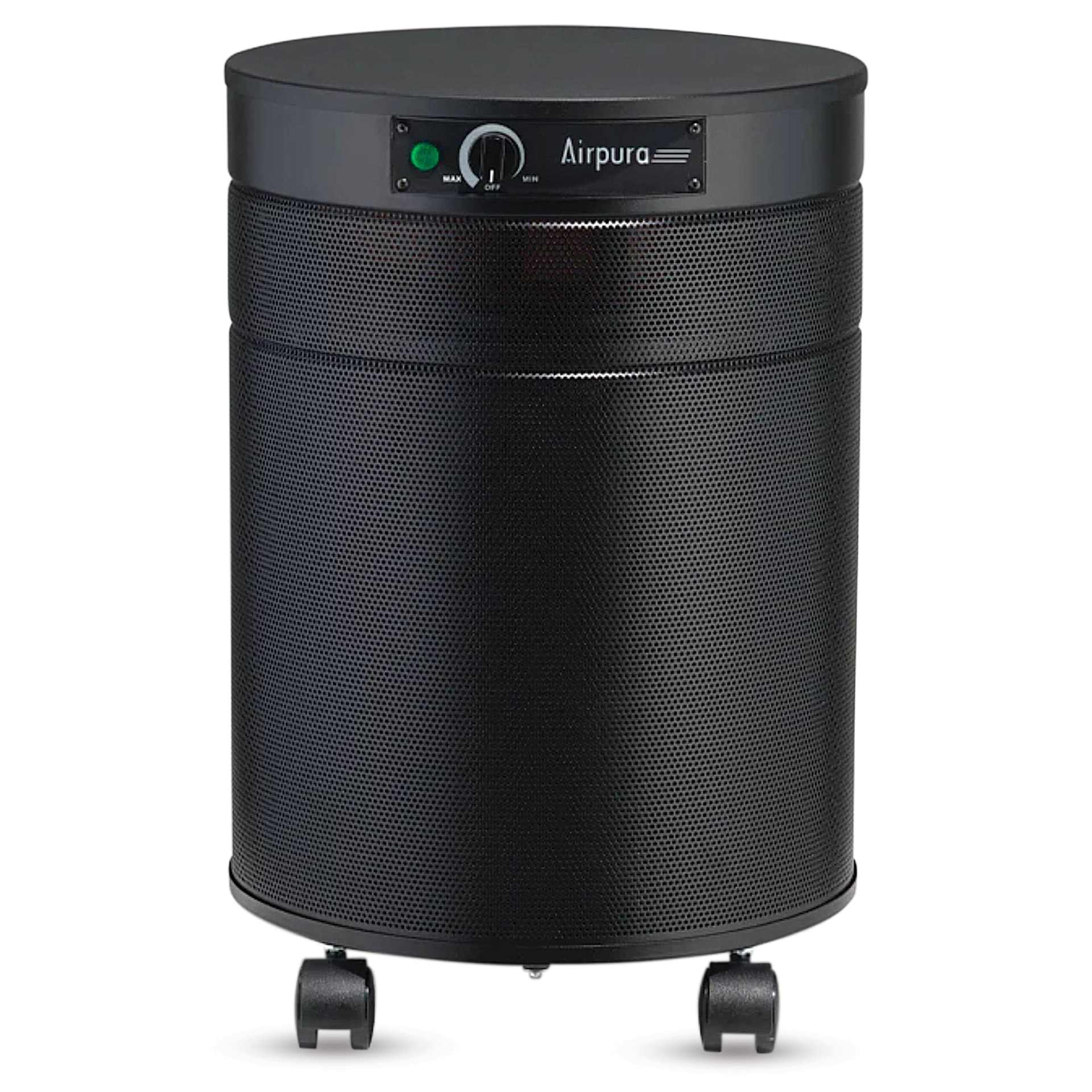 Airpura V600 Air Purifier - Black, front view.