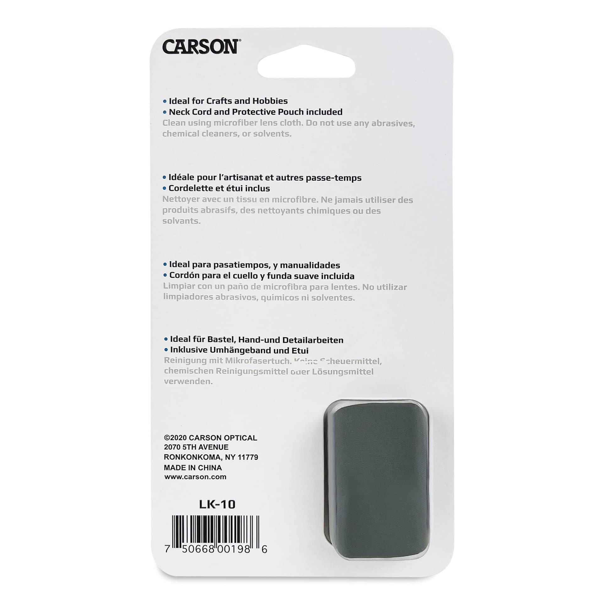Carson MagniLook Pendant Magnifier back of packaging