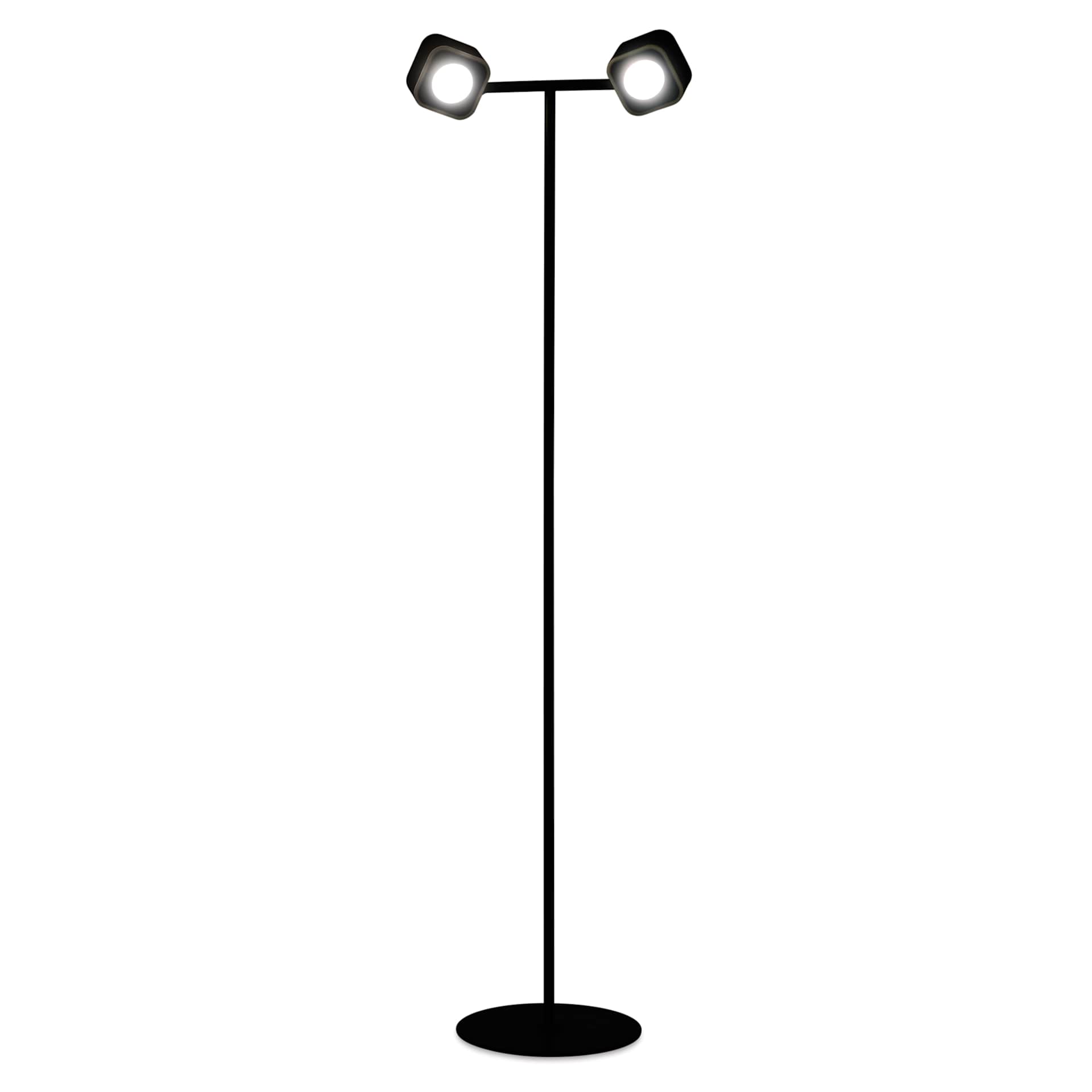 Hobbylight Cube 5-in-1 LED Floor Lamp - Black, shades turned on