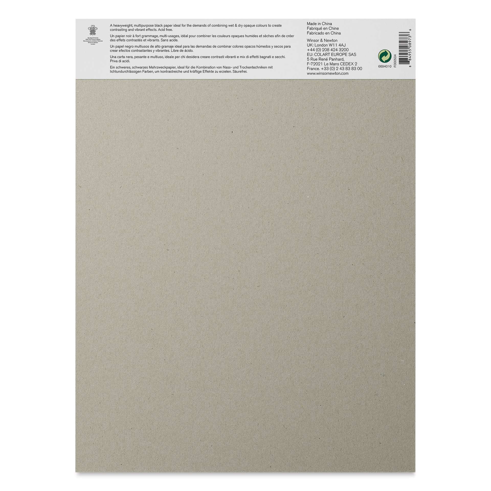 Winsor & Newton Black Mixed Media Pad - 9" x 12" (back)