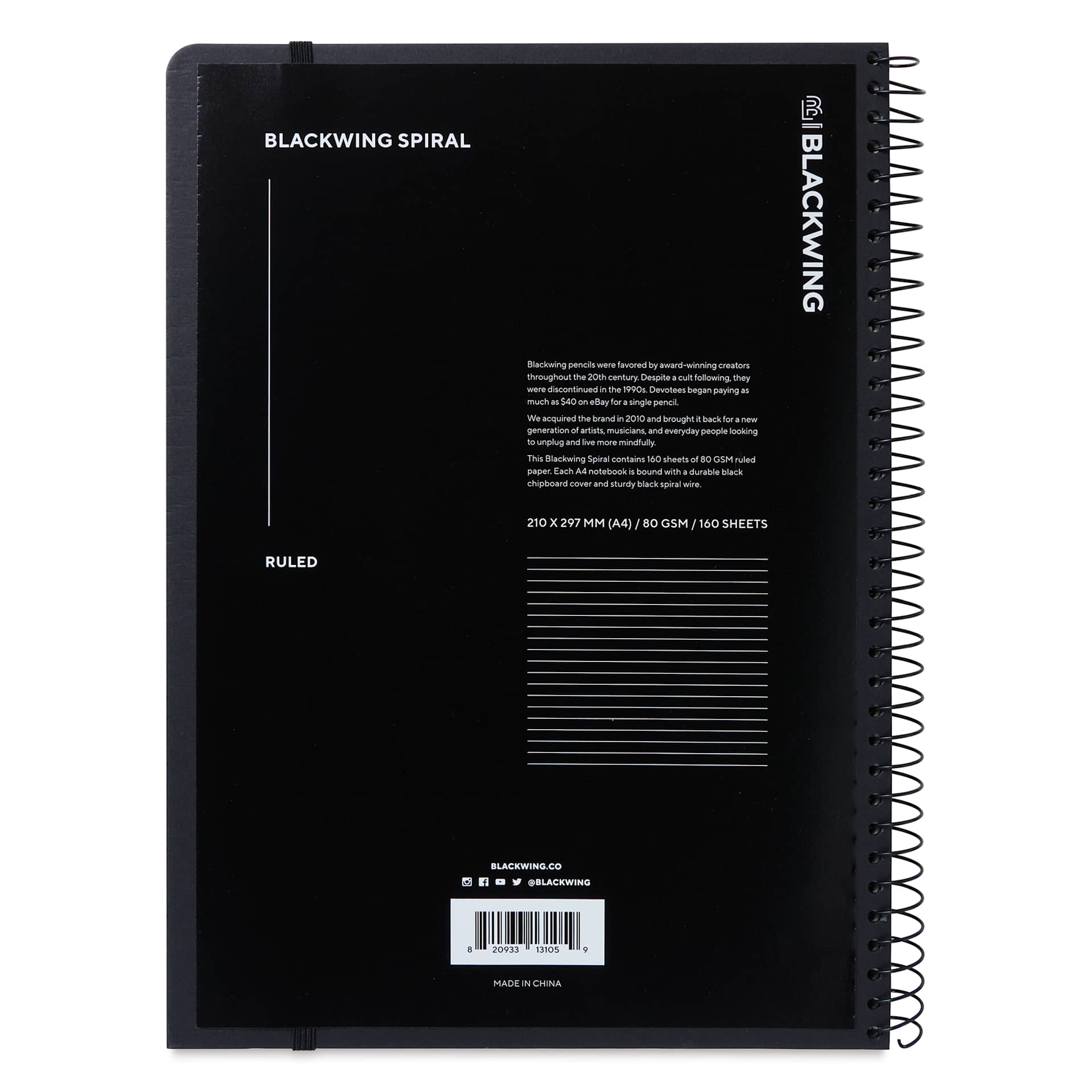 Blackwing Spiral Notebook - Ruled, 8-1/4" x 11-3/4", back of notebook