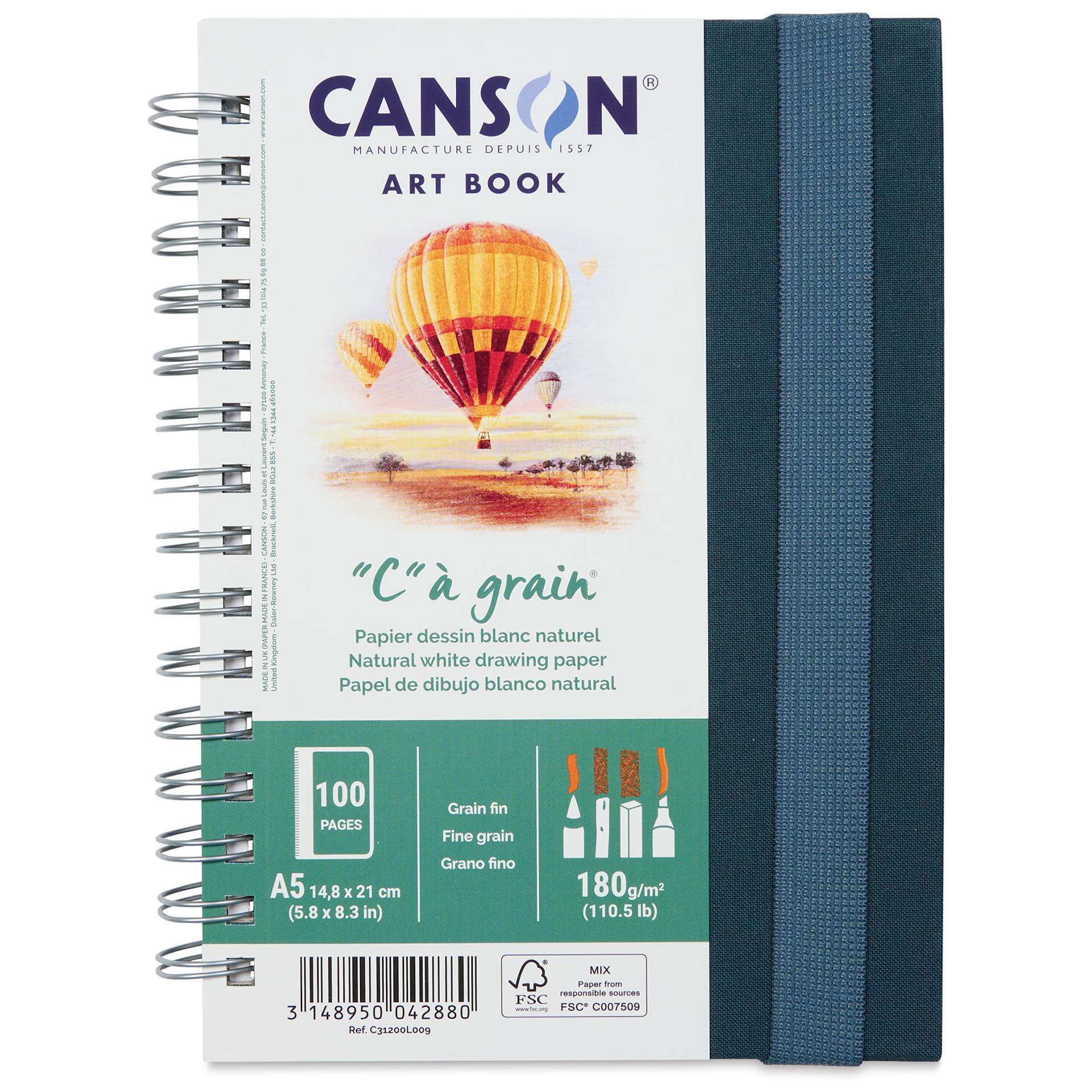 Canson C' a Grain Drawing Art Book - 50 Sheets, front of the pad Canson C' a Grain Drawing Art Book - 50 Sheets, front of the pad