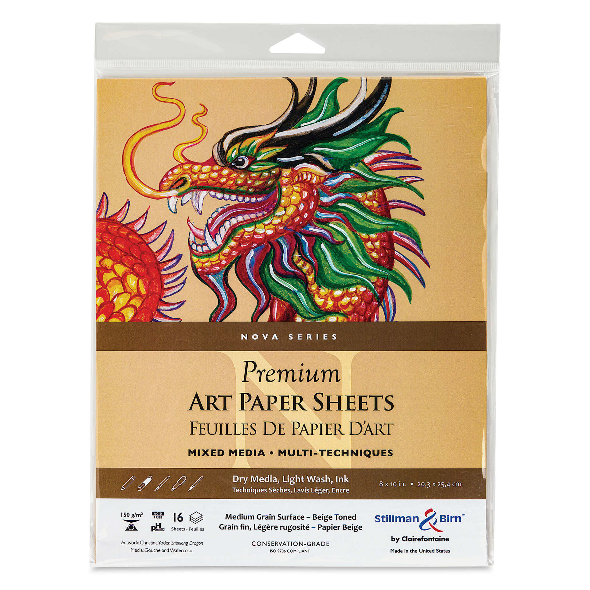 Stillman & Birn Nova Series Toned Art Paper - Beige, 8" x 10", front of the packaging