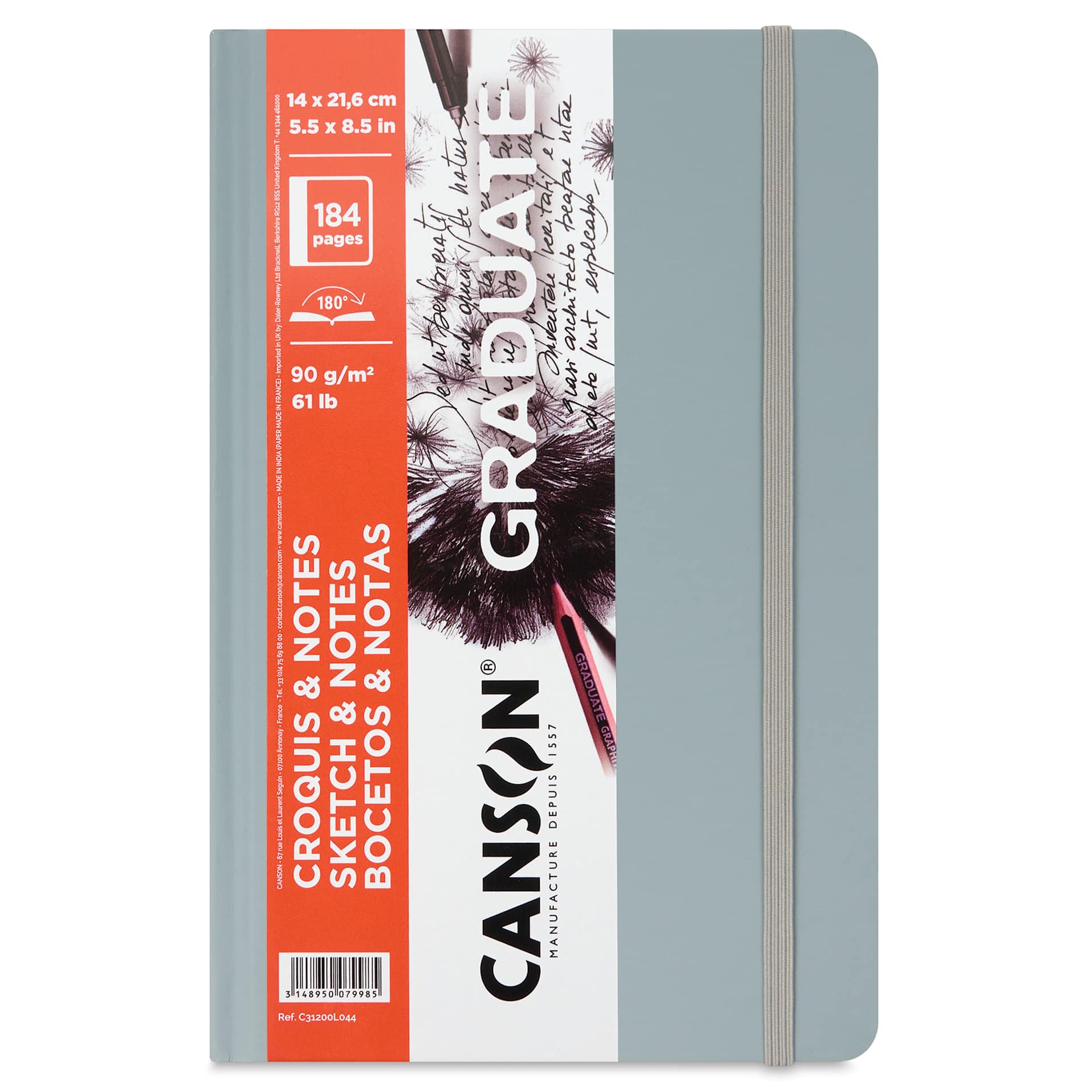 Canson Graduate Sketch and Note Hardcover Book - Front cover of the Light Gray pad