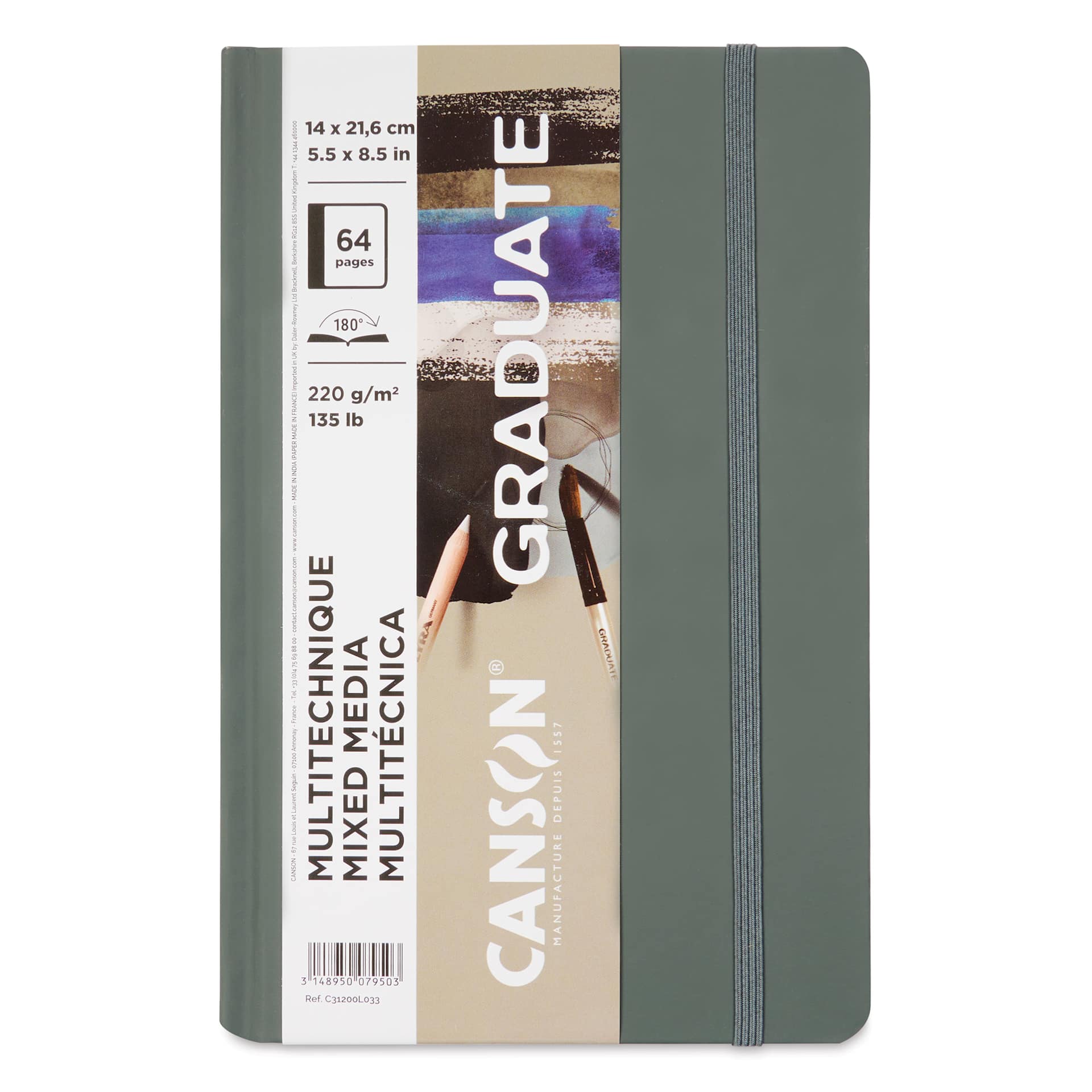 Canson Graduate Mixed Media Book - Front cover of the Gray paper pad