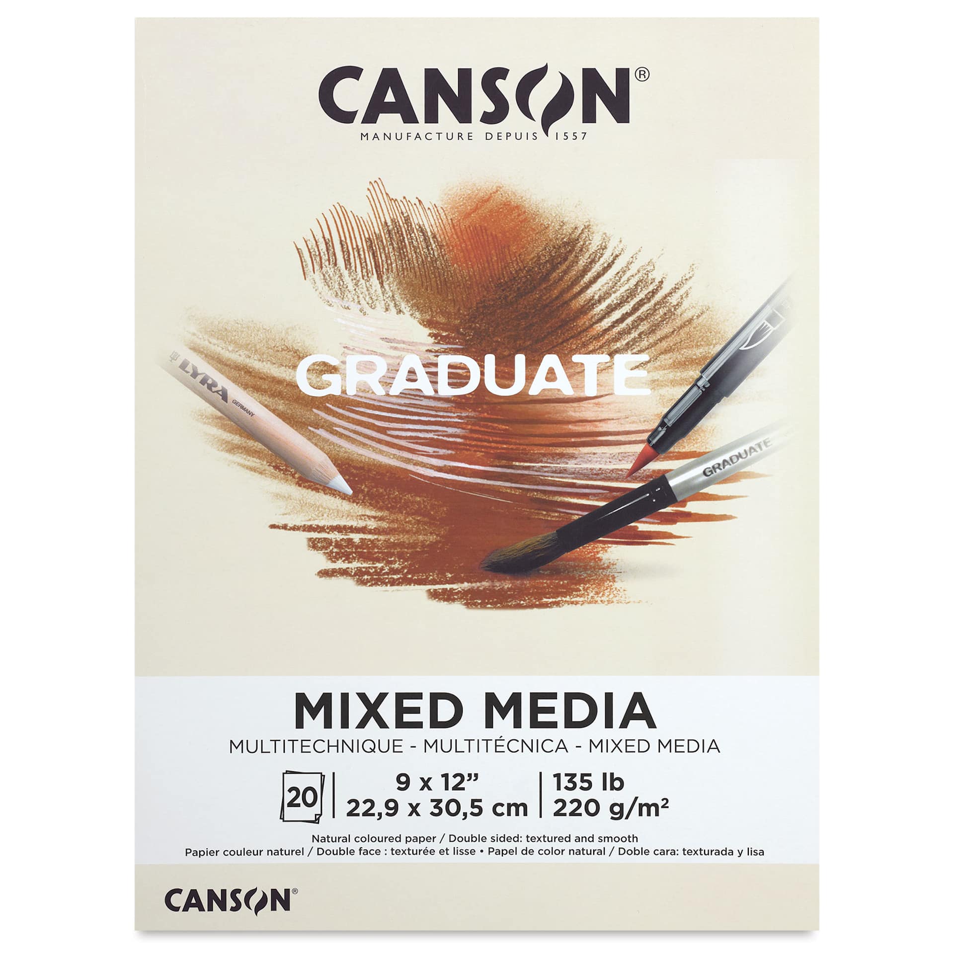 Canson Graduate Toned Mixed Media Pad - Natural, 9" x 12", front cover