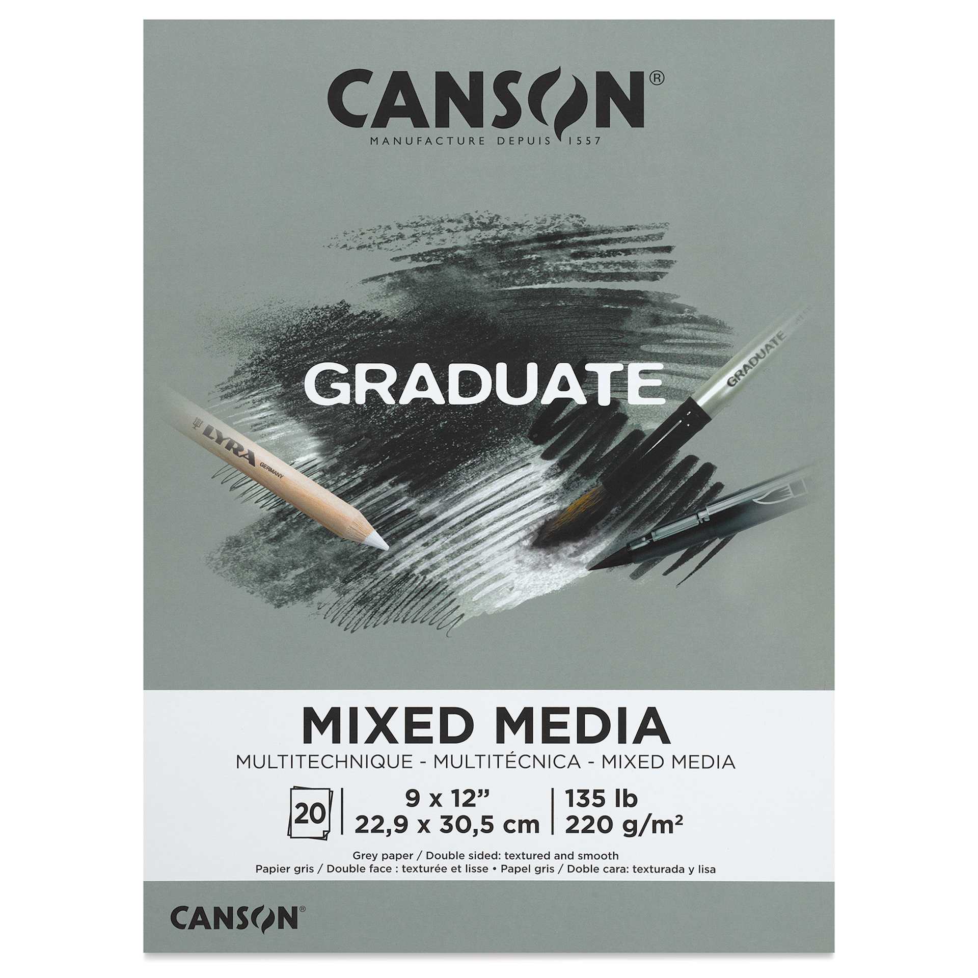 Canson Graduate Toned Mixed Media Pad - Gray, 9" x 12", front cover