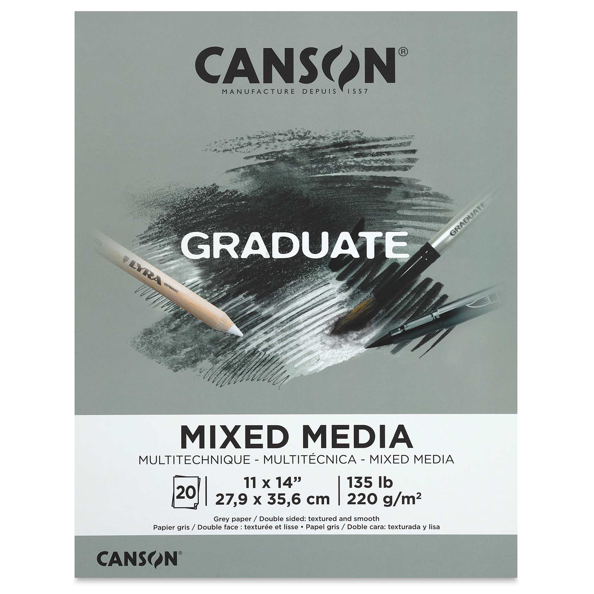 Canson Graduate Toned Mixed Media Pad - Gray, 11" x 14", front cover