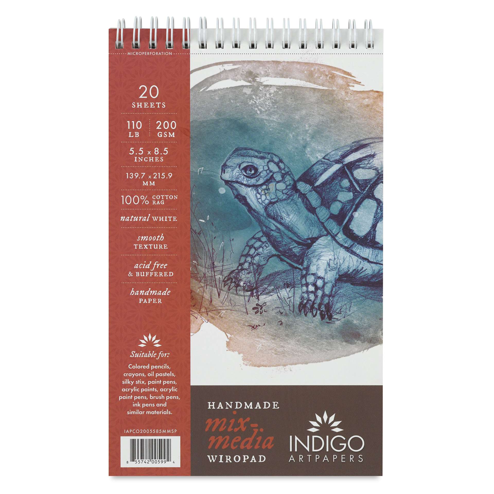 Indigo Artpapers Mixed Media Wiropad - 5-1/2" x 8-1/2", front cover