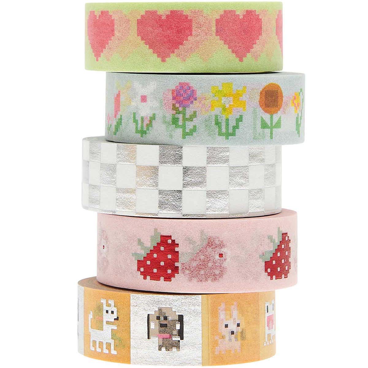 Printed Washi Tape Sets Pixels Set - 5/Pkg.