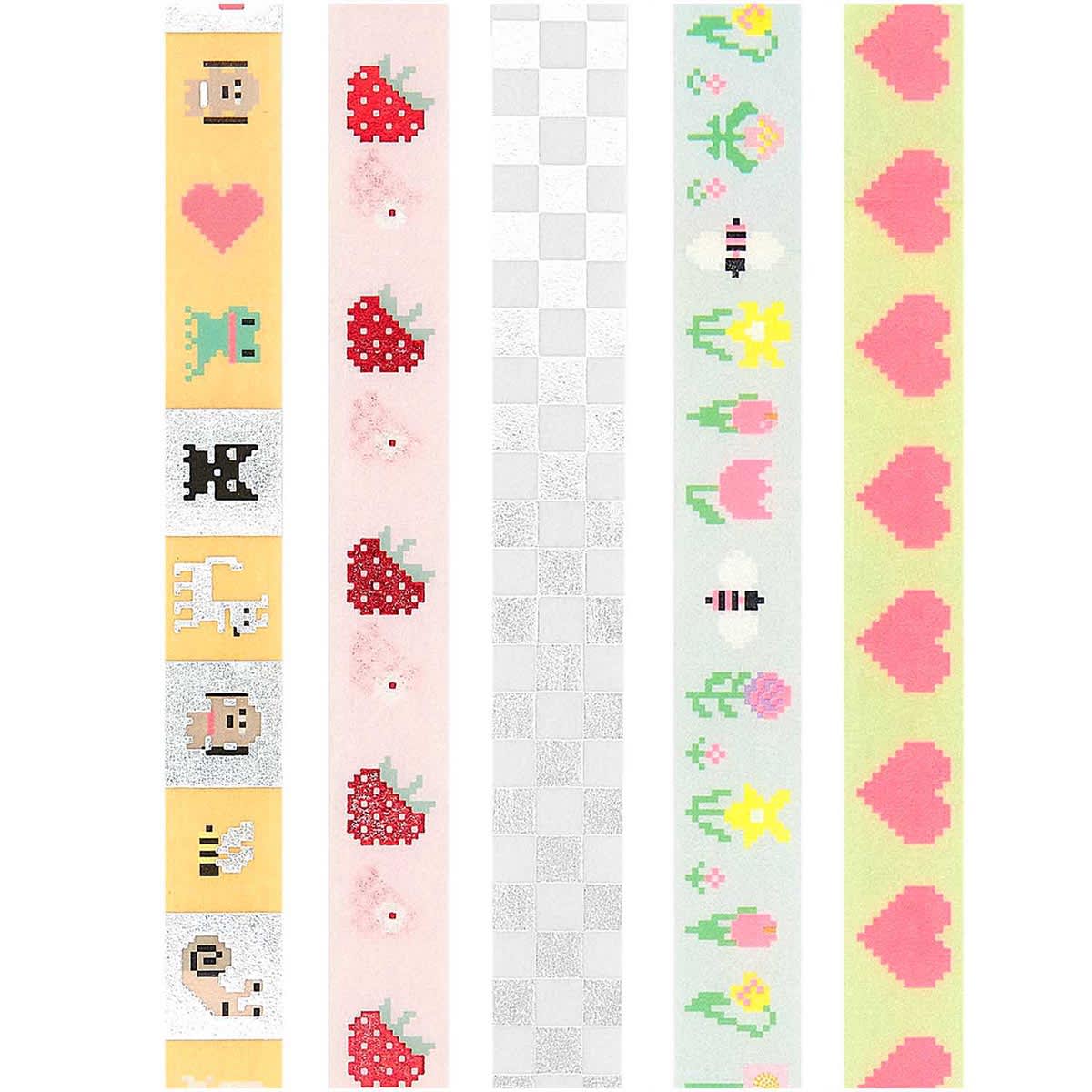 Printed Washi Tape Sets Pixels Set - 5/Pkg.