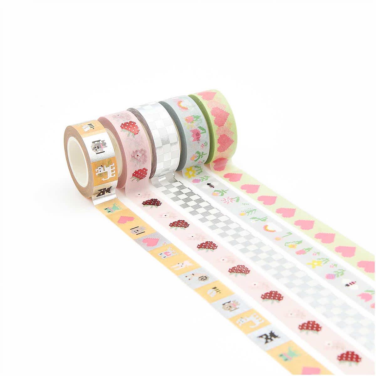 Printed Washi Tape Sets Pixels Set - 5/Pkg.