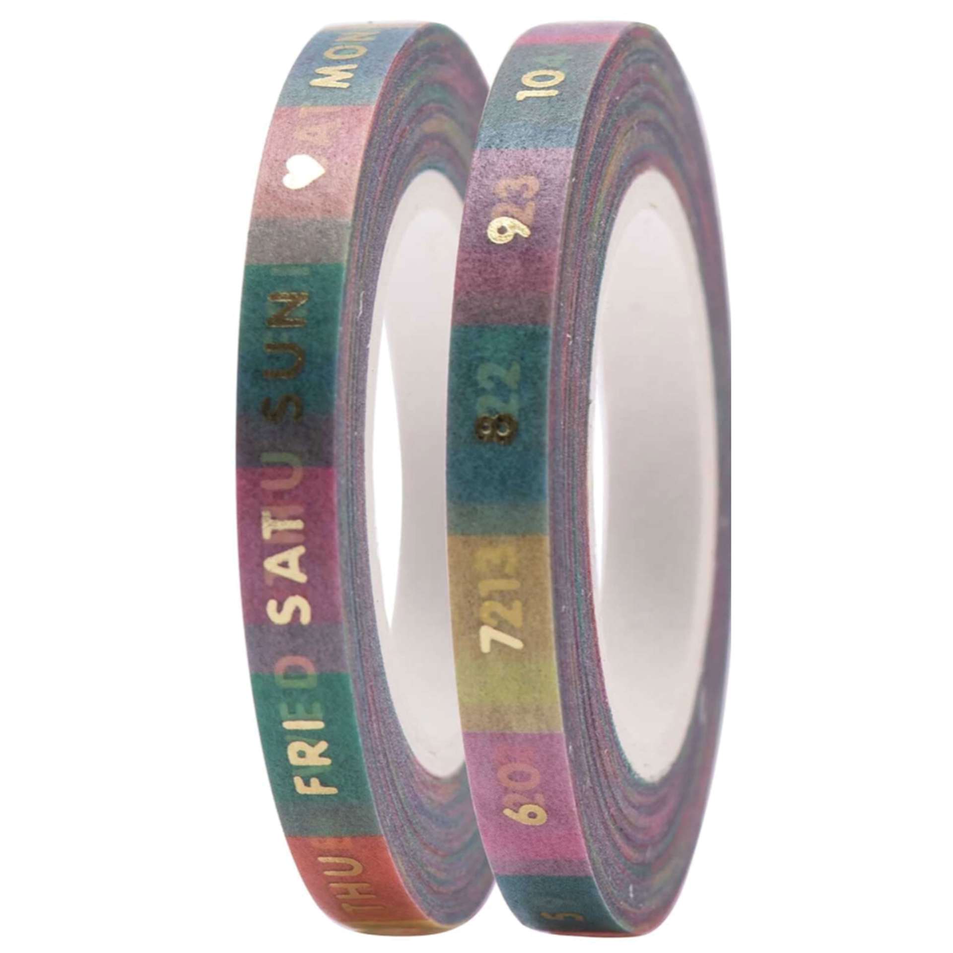 Weekday Planner Tape Sets Weekdays/Date - Rainbow, 2/Pkg.