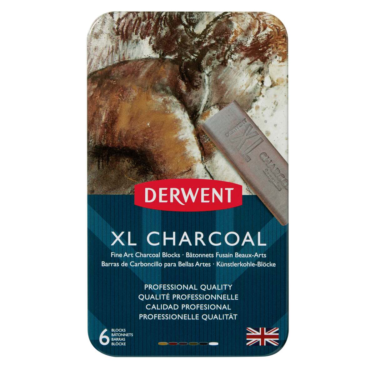 Derwent XL Charcoal Tin Set, 6-Colors