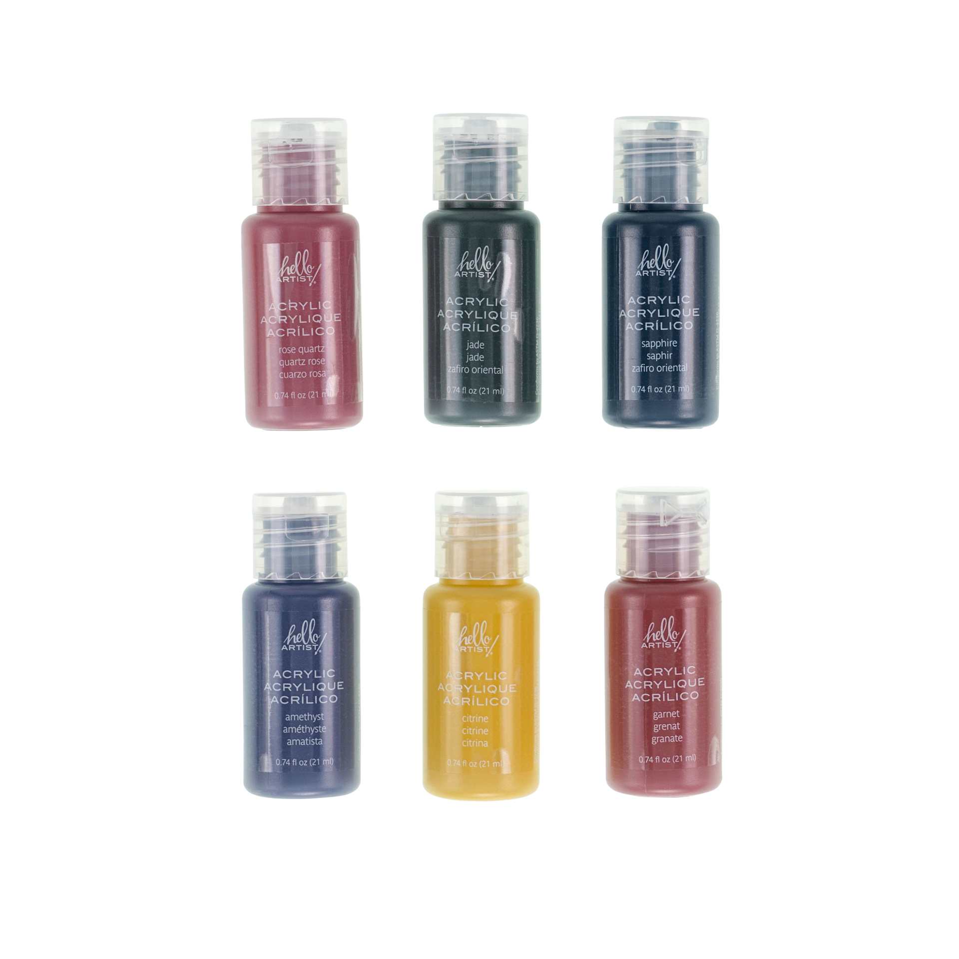 Hello Artist Acrylic Paint Set of 6, Jewel Colors - Assorted, 21 ml