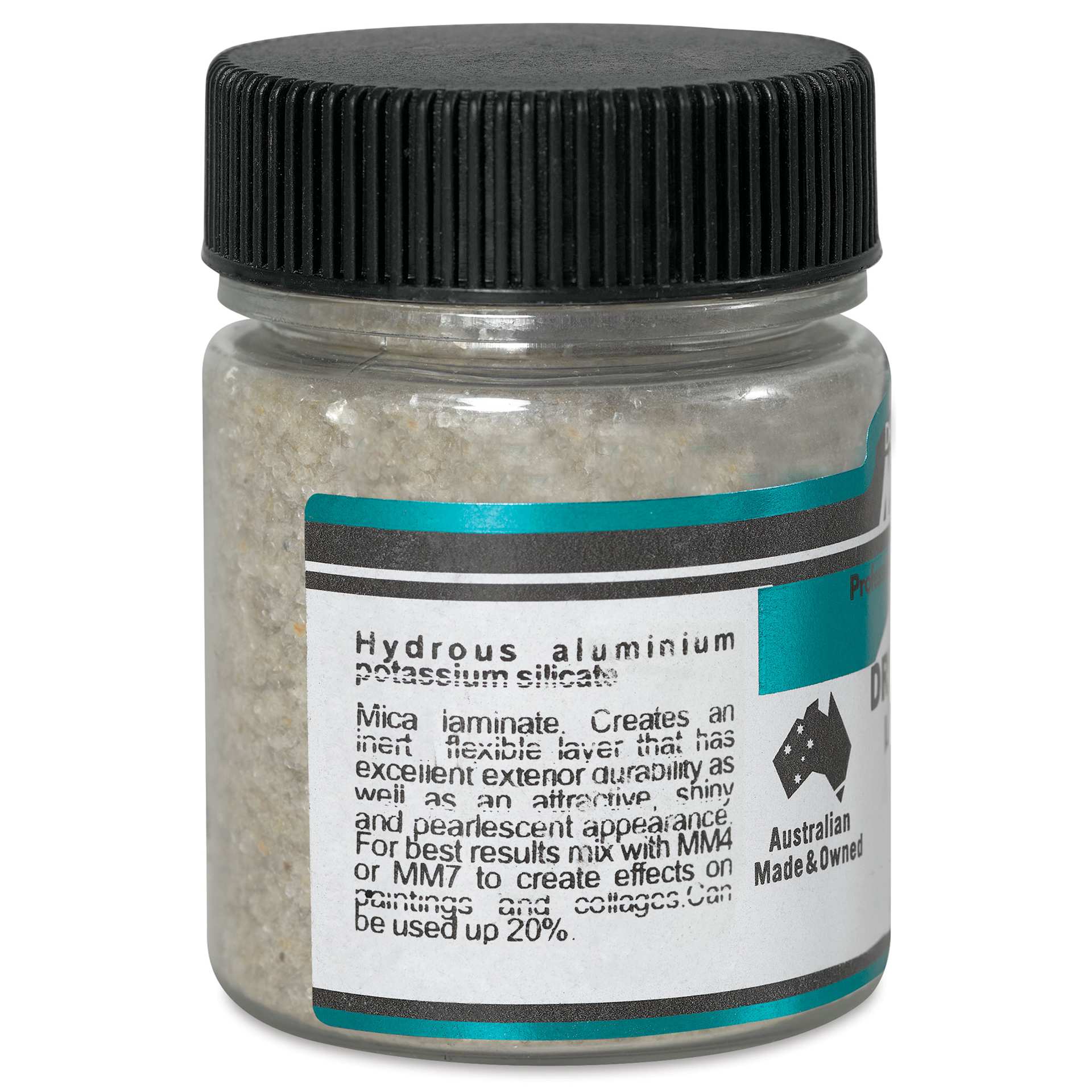 Matisse Acrylic Effects Dry Medium Mica Flakes - 40 ml side of bottle