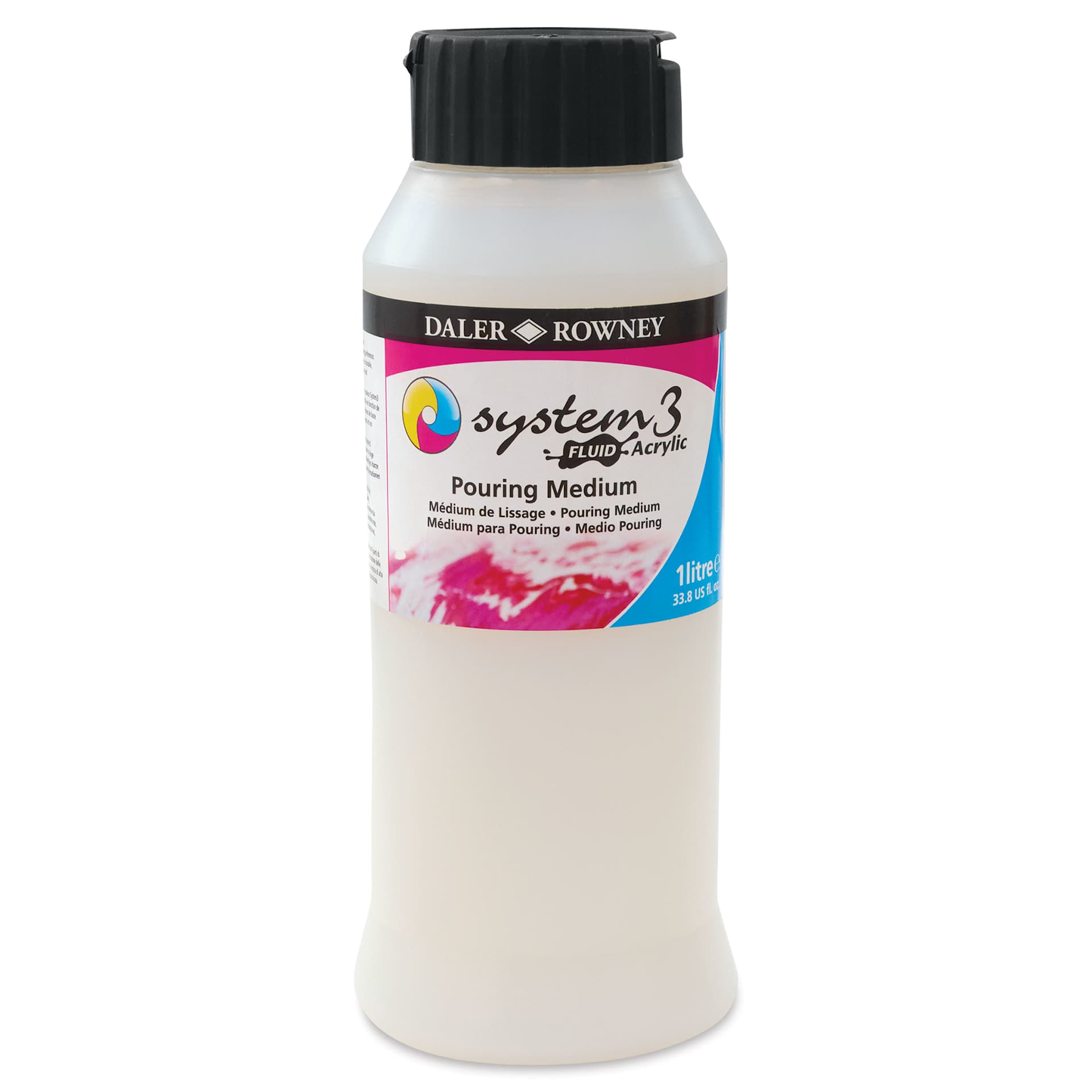Daler-Rowney System3 Fluid Acrylic Mediums - Pouring Medium, 1 L (Front of jar) Daler-Rowney System3 Fluid Acrylic Mediums - Pouring Medium, 1 L (Front of jar)