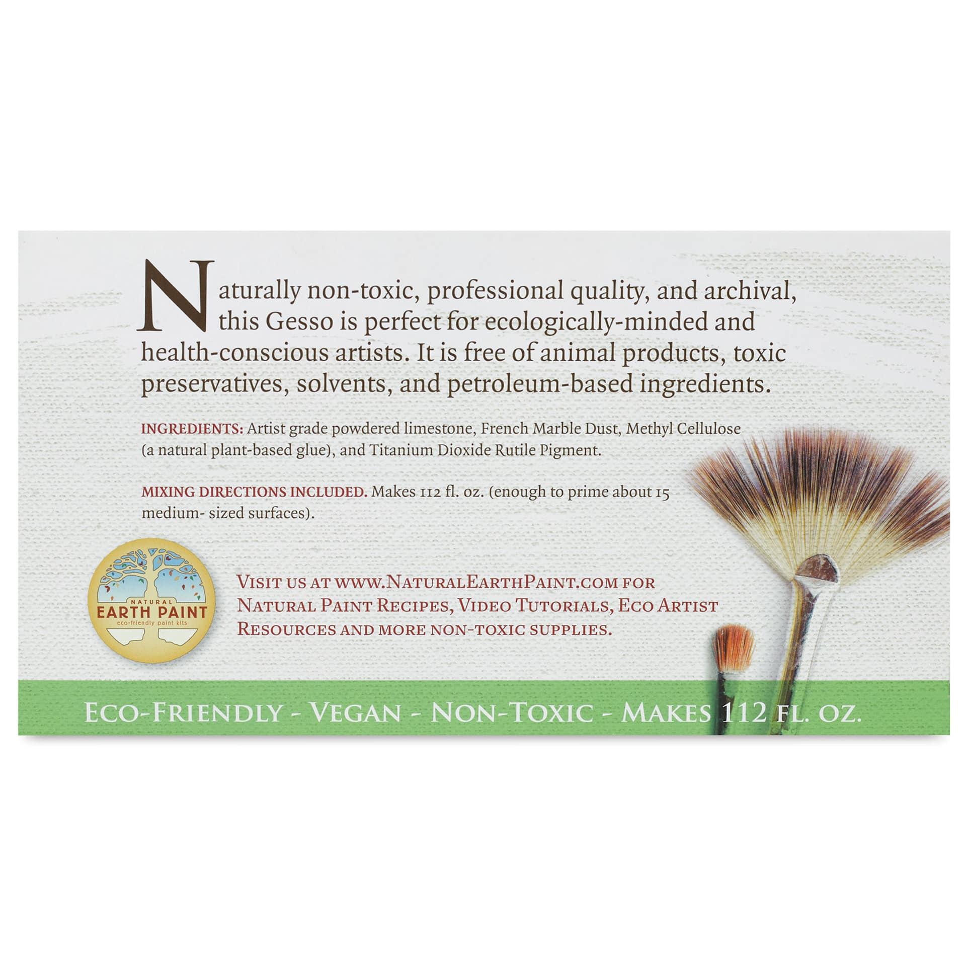 Natural Earth Paint Artists' Gesso Kit (back of packaging) Natural Earth Paint Artists' Gesso Kit (back of packaging)
