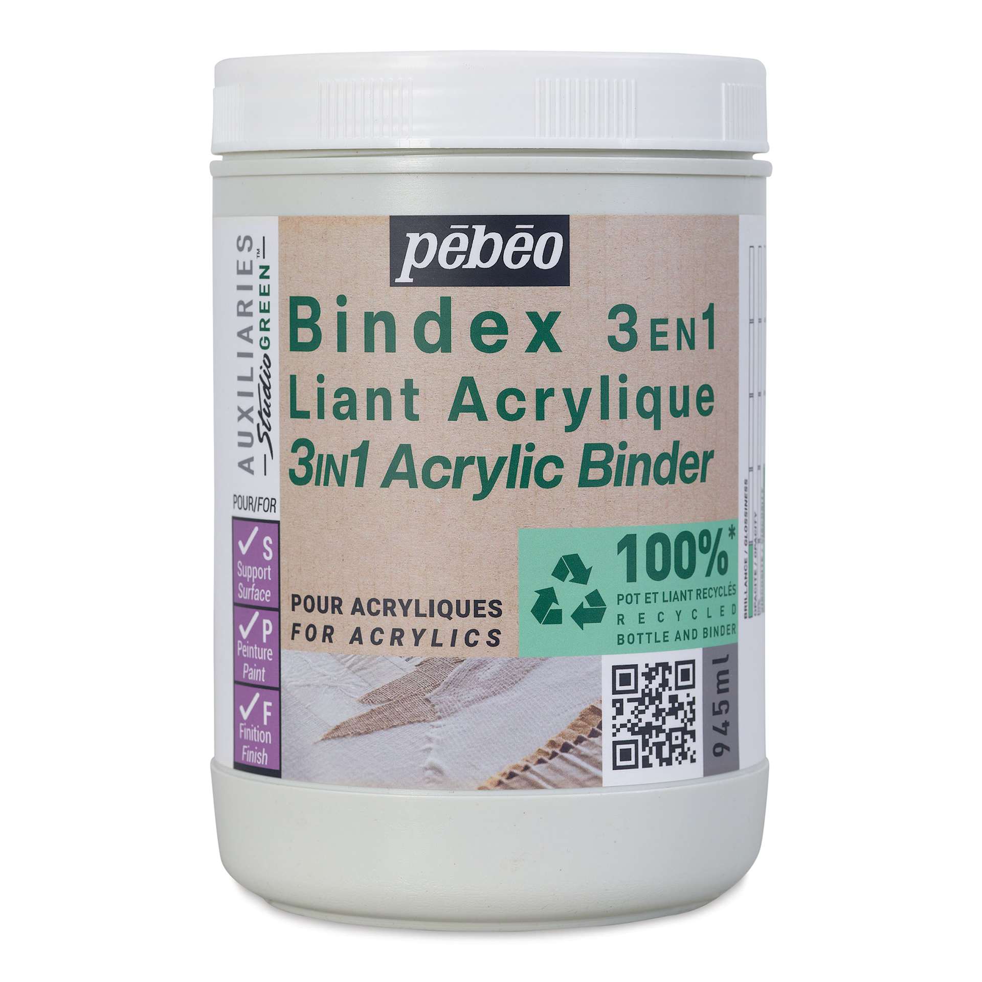 Pebeo Studio Green Bindex 3-in-1 Acrylic Binder - 945 ml Pebeo Studio Green Bindex 3-in-1 Acrylic Binder - 945 ml