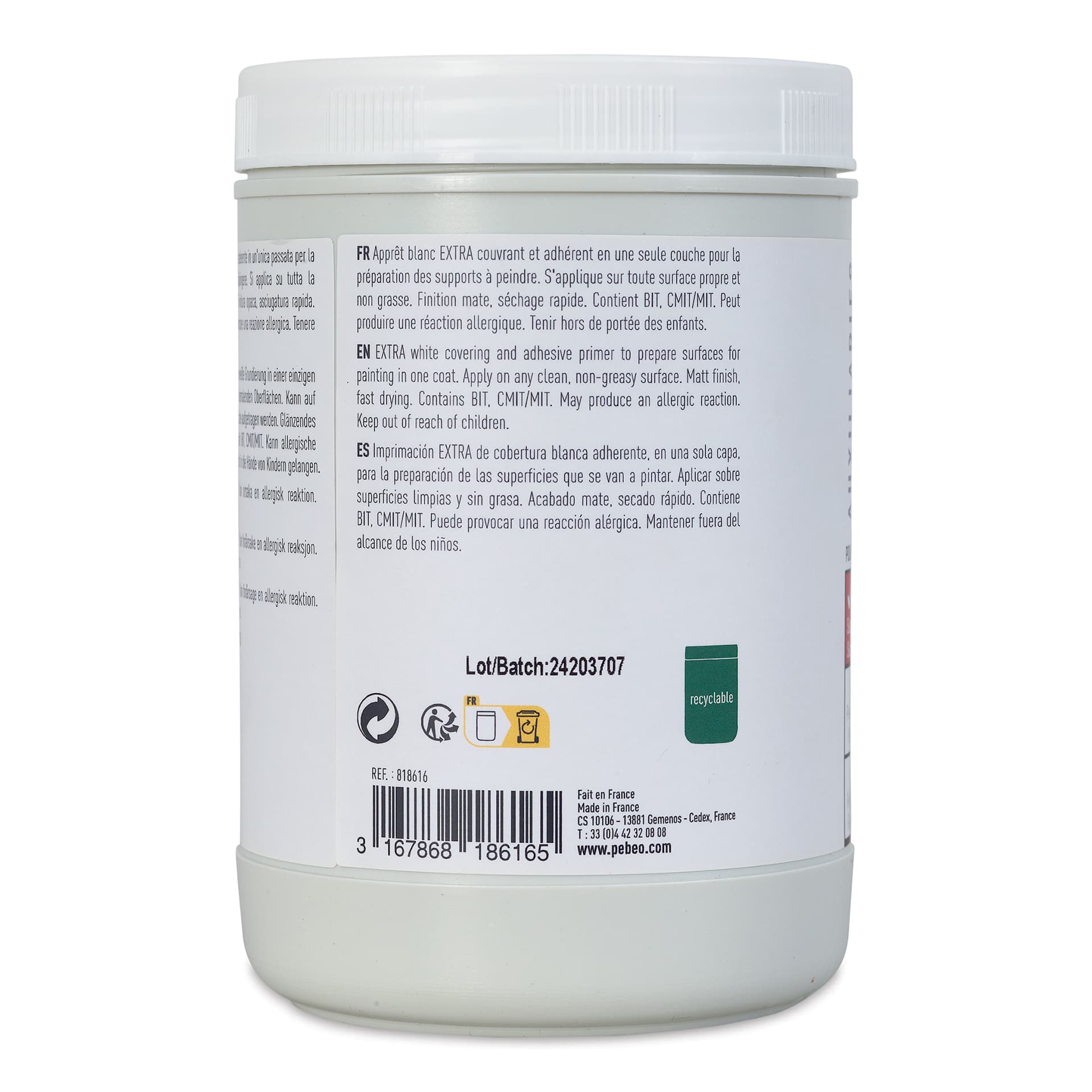 Pebeo Studio Green Gesso - One Coat White, 945 ml back