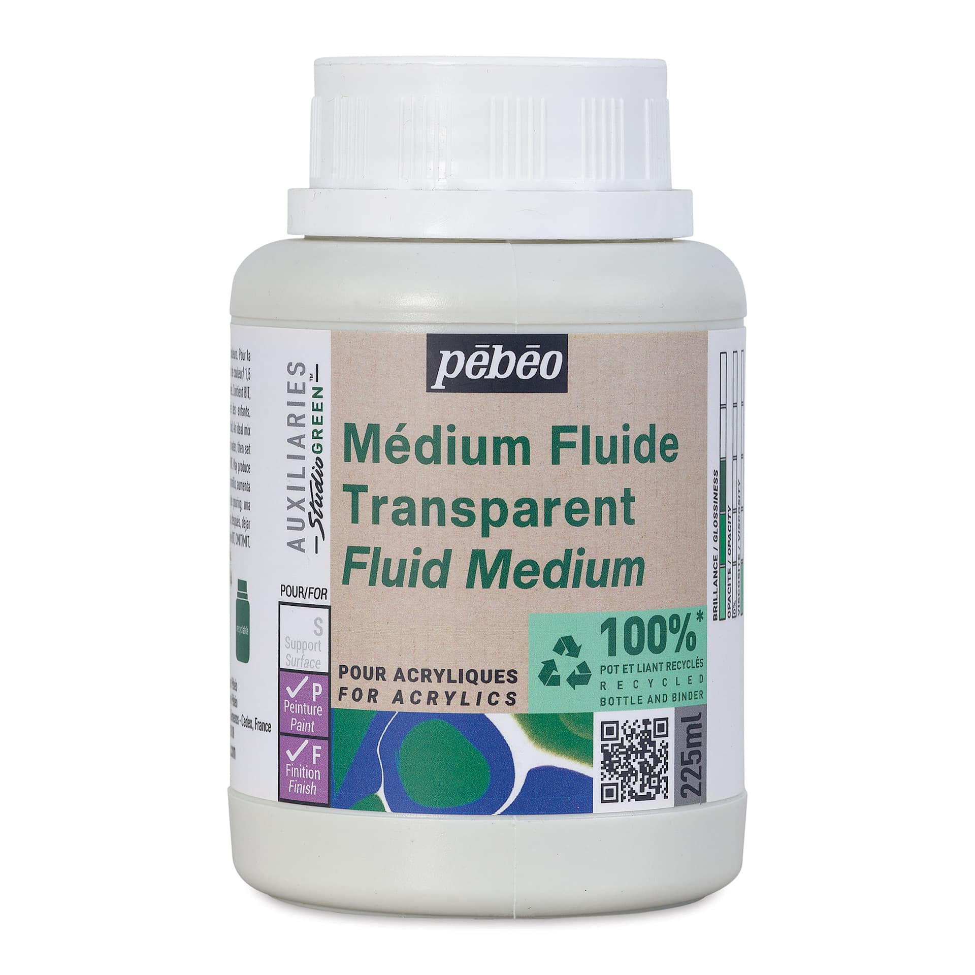 Pebeo Studio Green Transparent Fluid Acrylic Medium - 225 ml Pebeo Studio Green Transparent Fluid Acrylic Medium - 225 ml