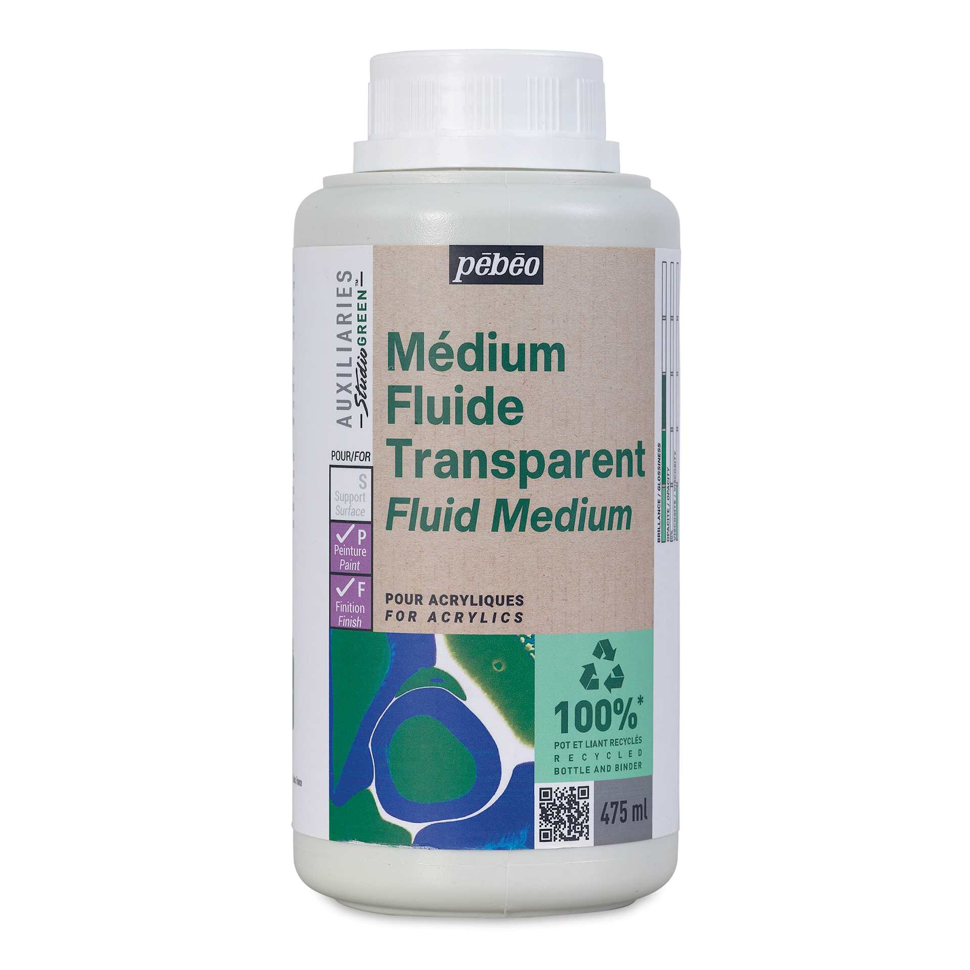 Pebeo Studio Green Transparent Fluid Acrylic Medium - 475 ml Pebeo Studio Green Transparent Fluid Acrylic Medium - 475 ml