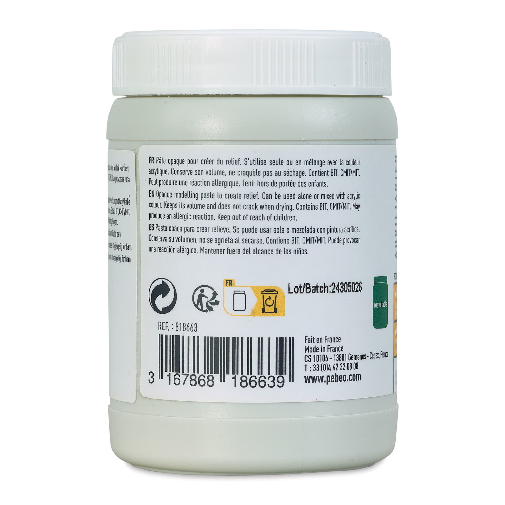 Pebeo Studio Green Modeling Paste - 225 ml back