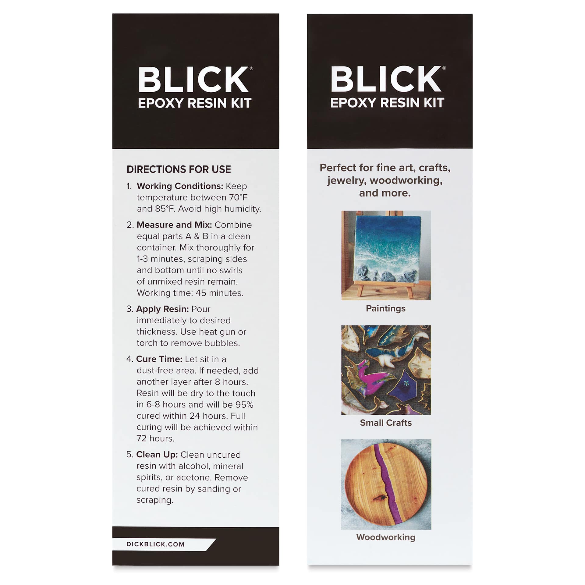 Both sides of the Blick Epoxy Resin Kit - 32 oz box