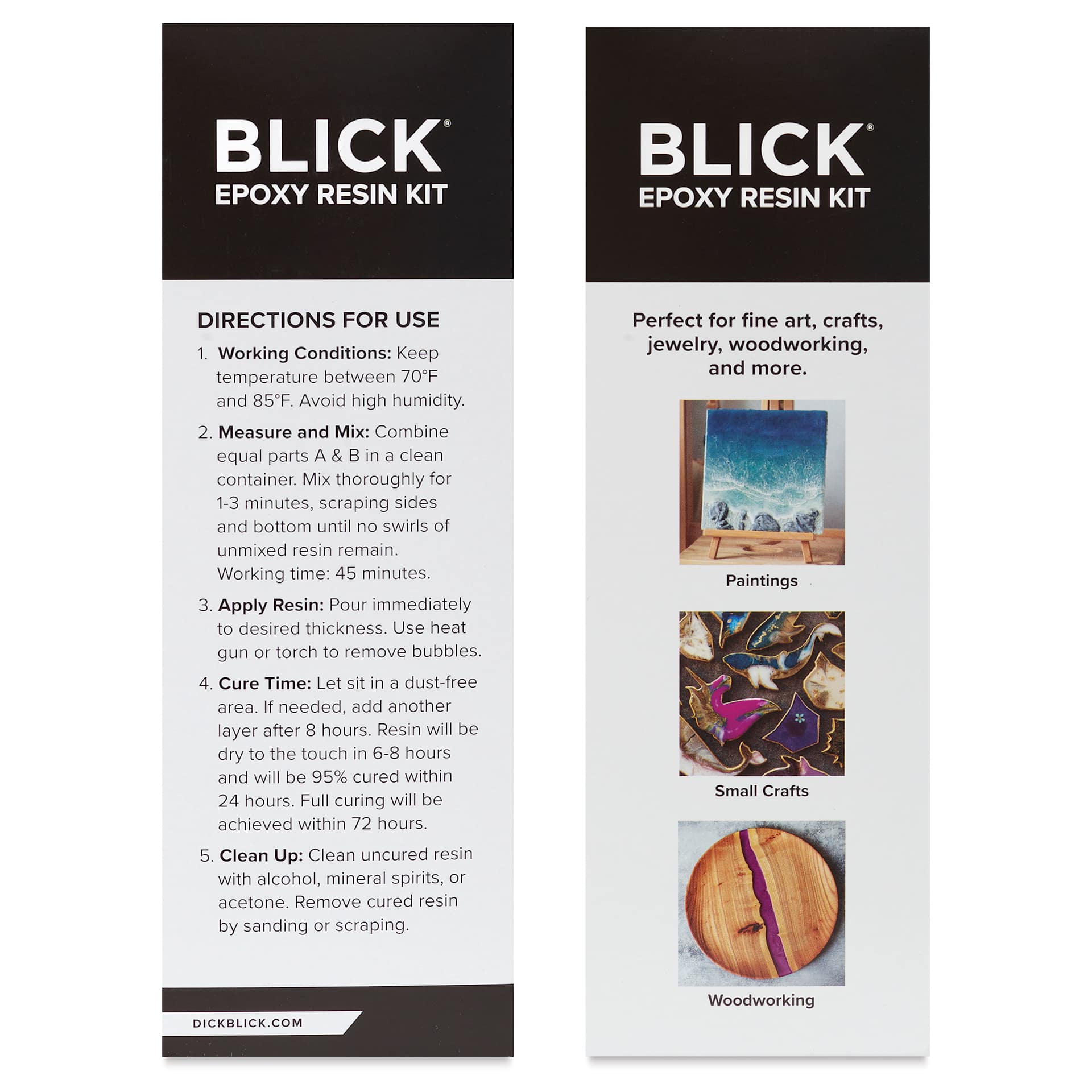 Both sides of the Blick Epoxy Resin Kit - 64 oz box