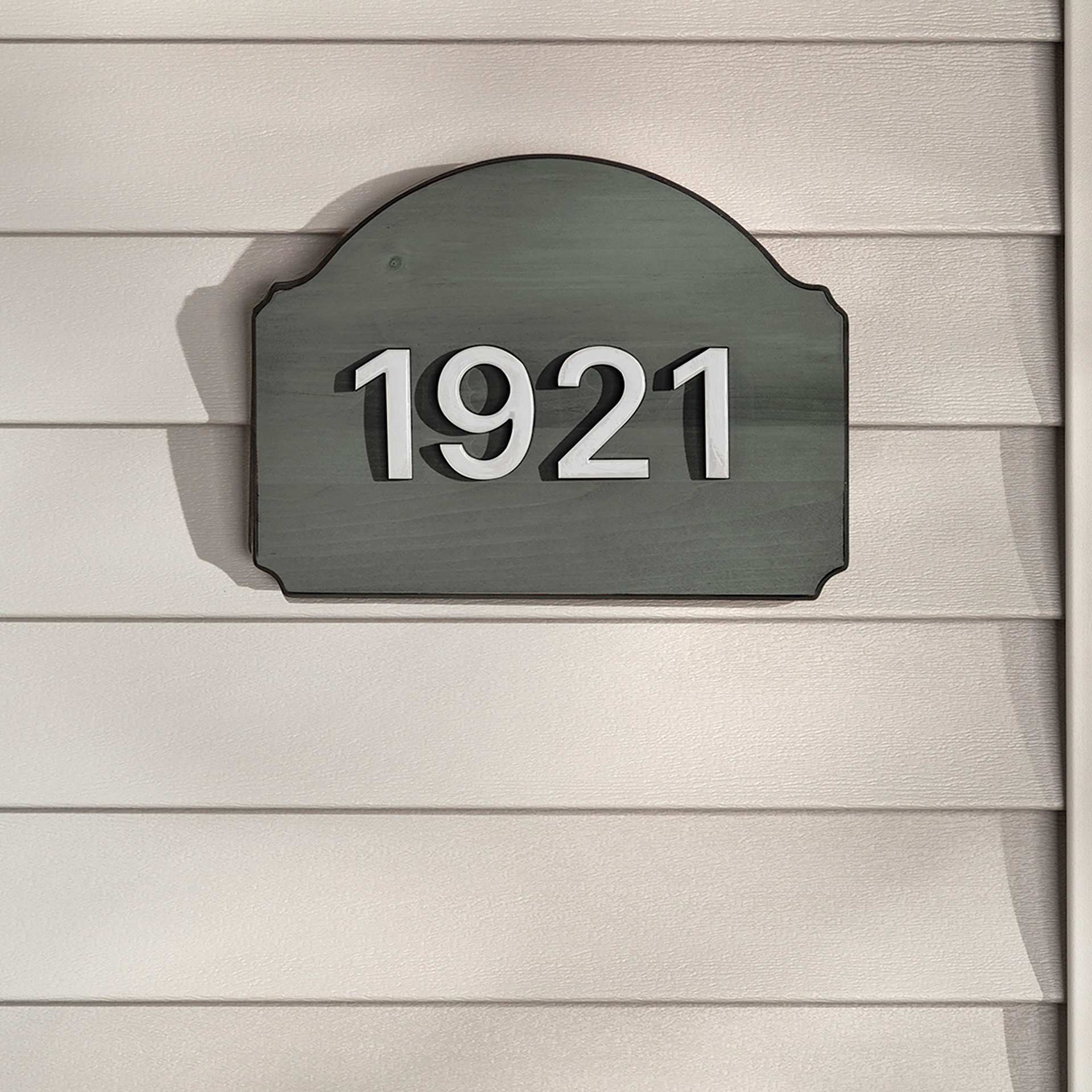 Varathane Less Mess Wood Stain - Gray on outside house number sign