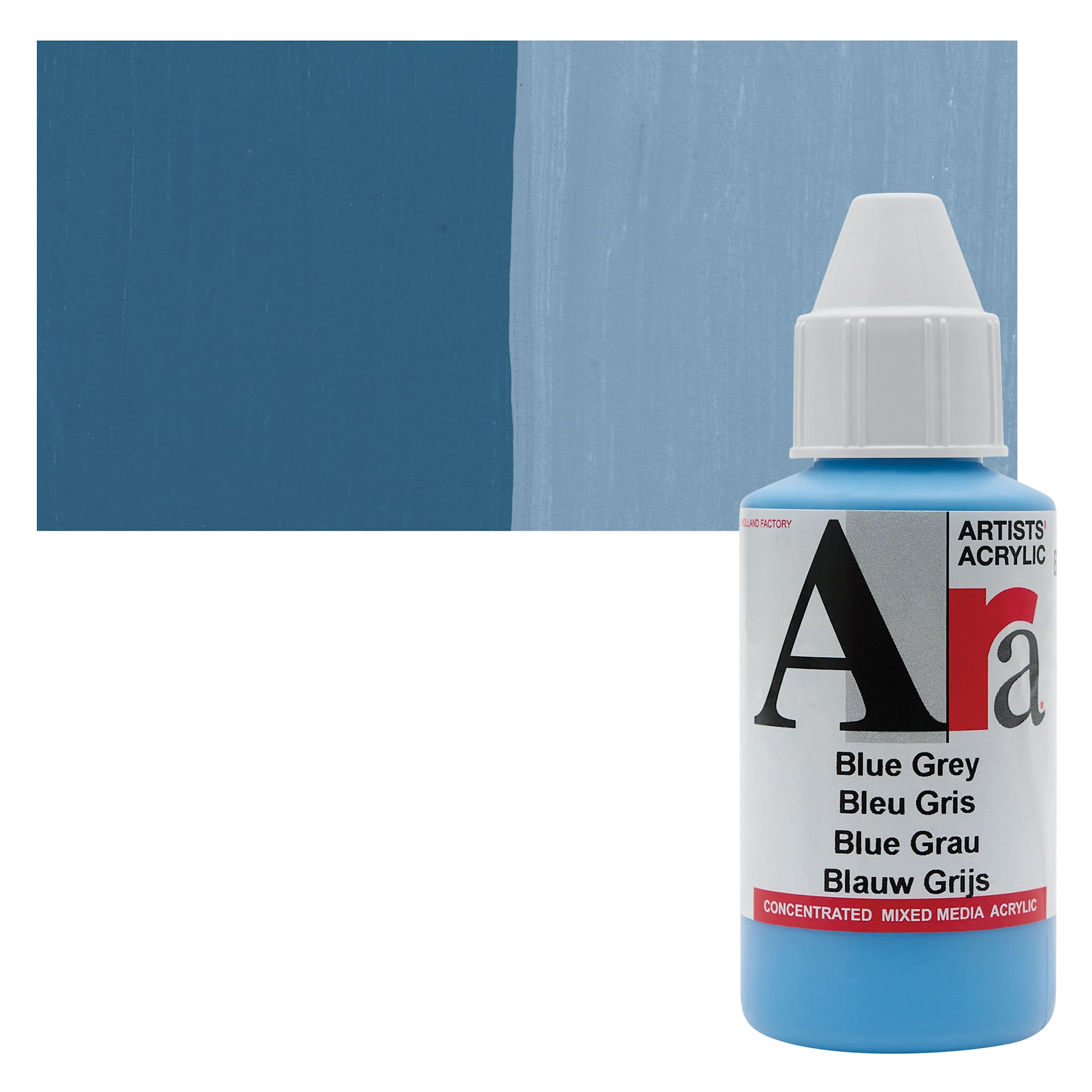 Ara Artists’ Acrylic Paint - Blue Grey, 100 ml bottle and swatch