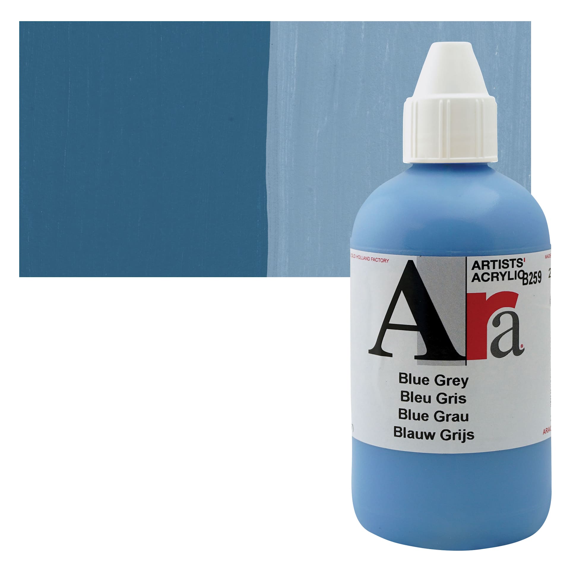 Ara Artists’ Acrylic Paint - Blue Grey, 250 ml bottle and swatch