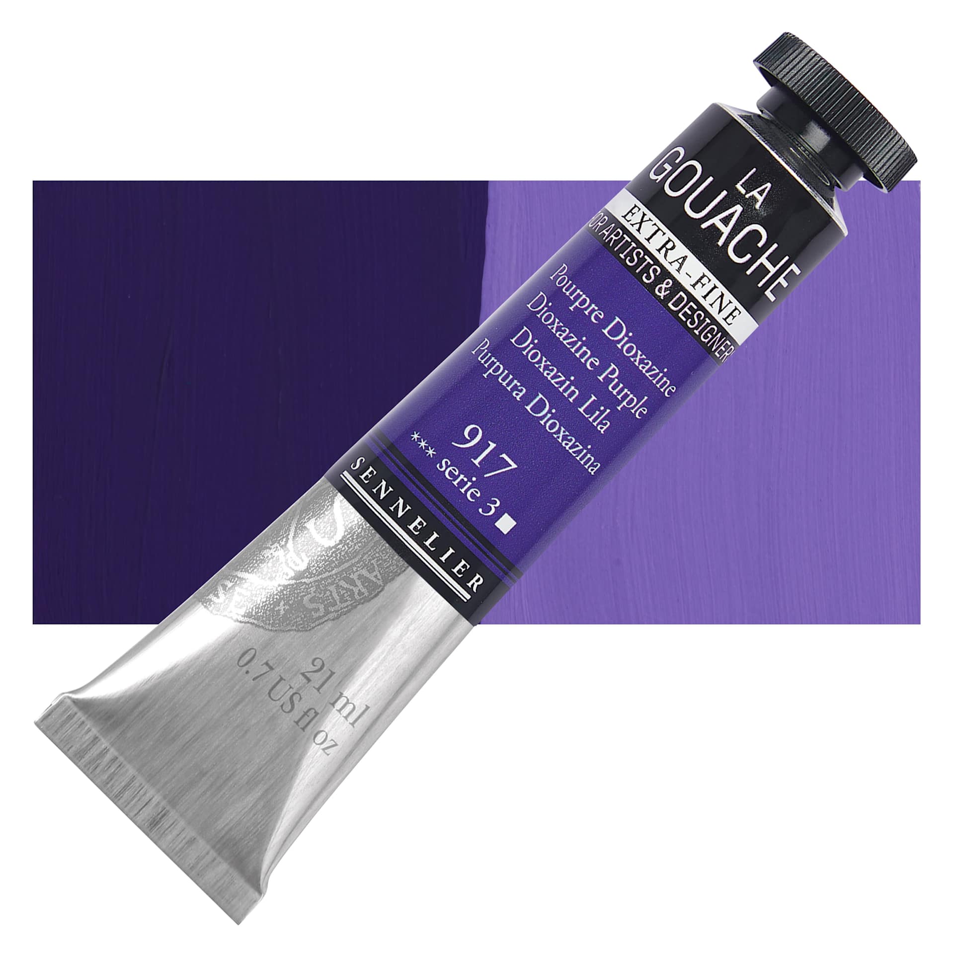Sennelier Extra Fine Gouache - Dioxazine Purple, 21 ml Tube and swatch