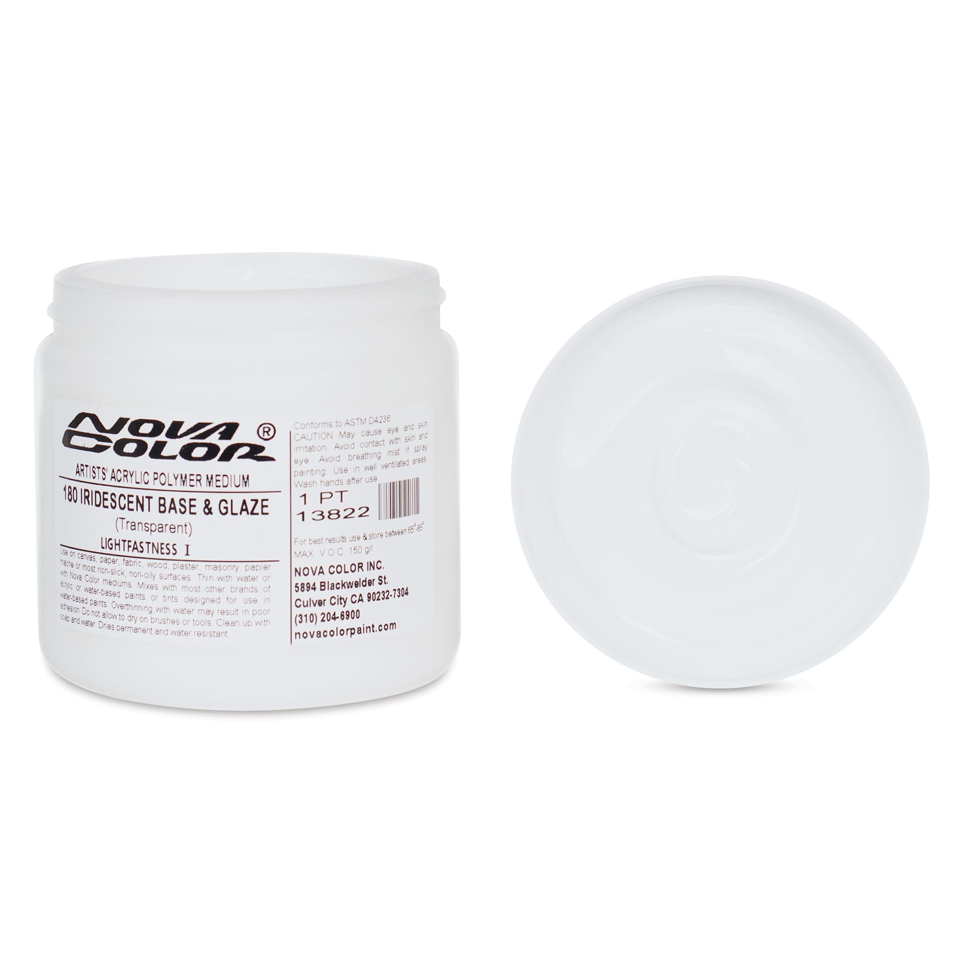 Nova Color Artists’ Acrylic Polymer Paint - Iridescent Base & Glaze, 473 ml Jar