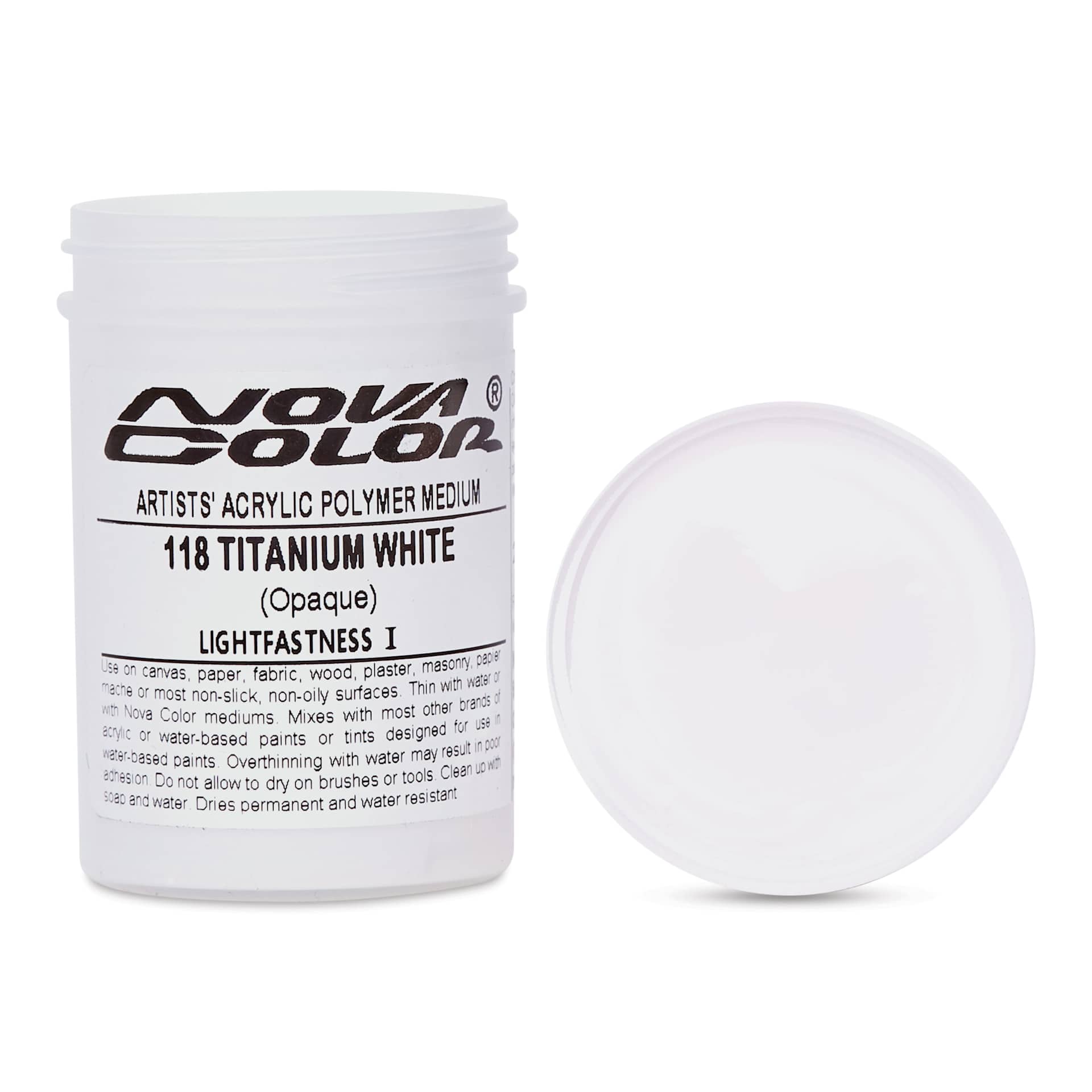 Nova Color Artists’ Acrylic Polymer Paint - Titanium White, 118 ml Jar
