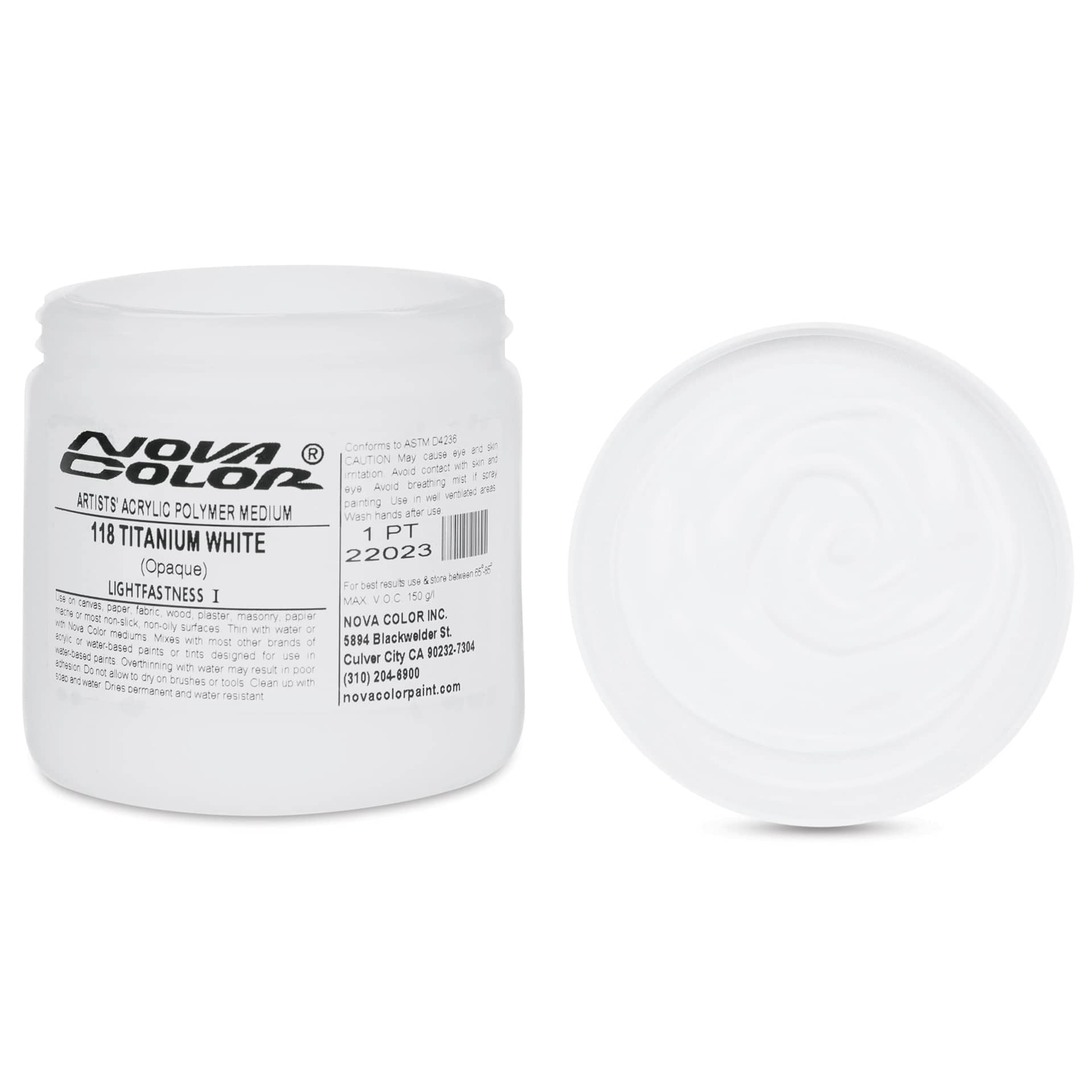 Nova Color Artists’ Acrylic Polymer Paint - Titanium White, 473 ml Jar