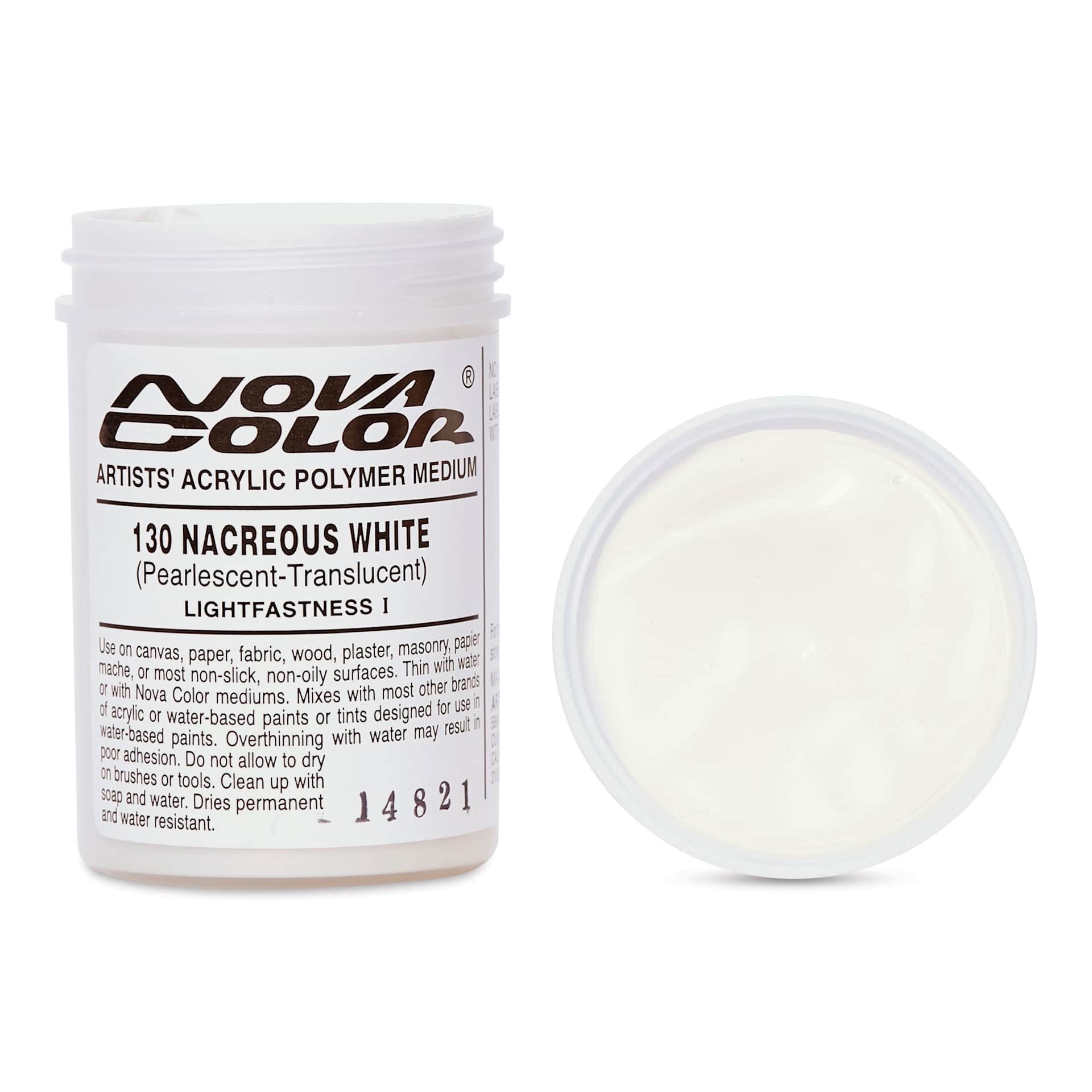 Nova Color Artists’ Acrylic Polymer Paint - Nacreous White Pearl, 118 ml Jar