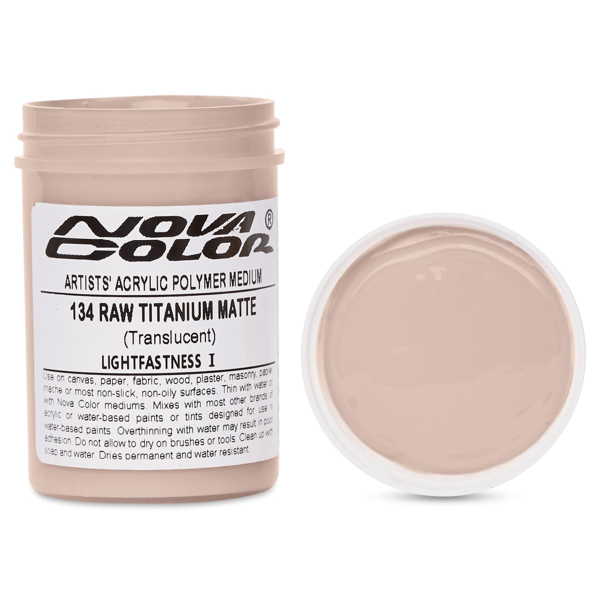 Nova Color Artists’ Acrylic Polymer Paint - Raw Titanium Matte, 118 ml Jar