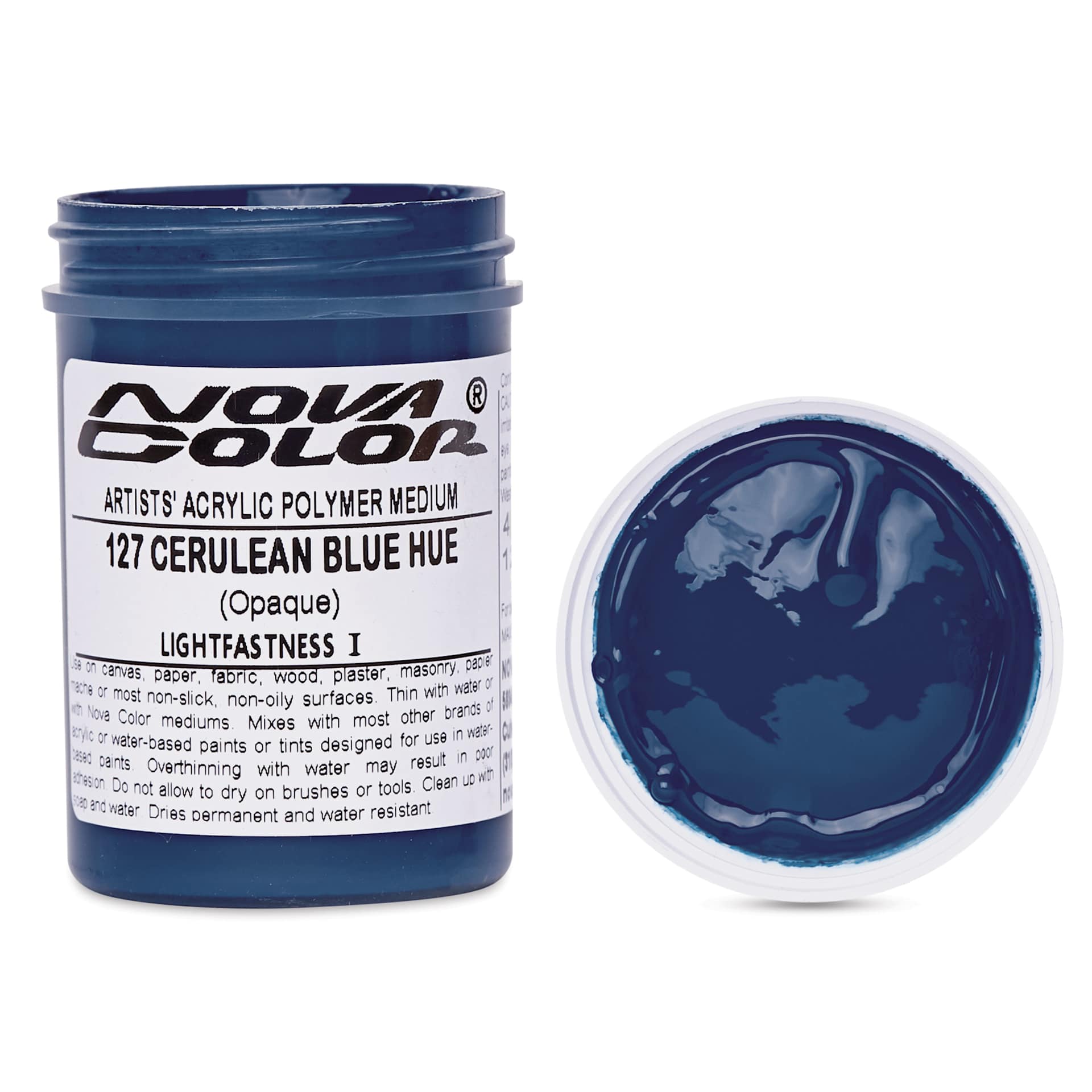 Nova Color Artists’ Acrylic Polymer Paint - Cerulean Blue Hue, 118 ml Jar