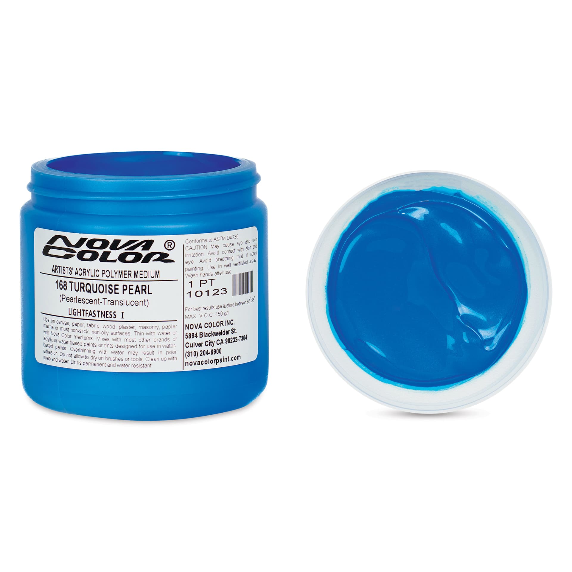 Nova Color Artists’ Acrylic Polymer Paint - Turquoise Pearl, 473 ml Jar