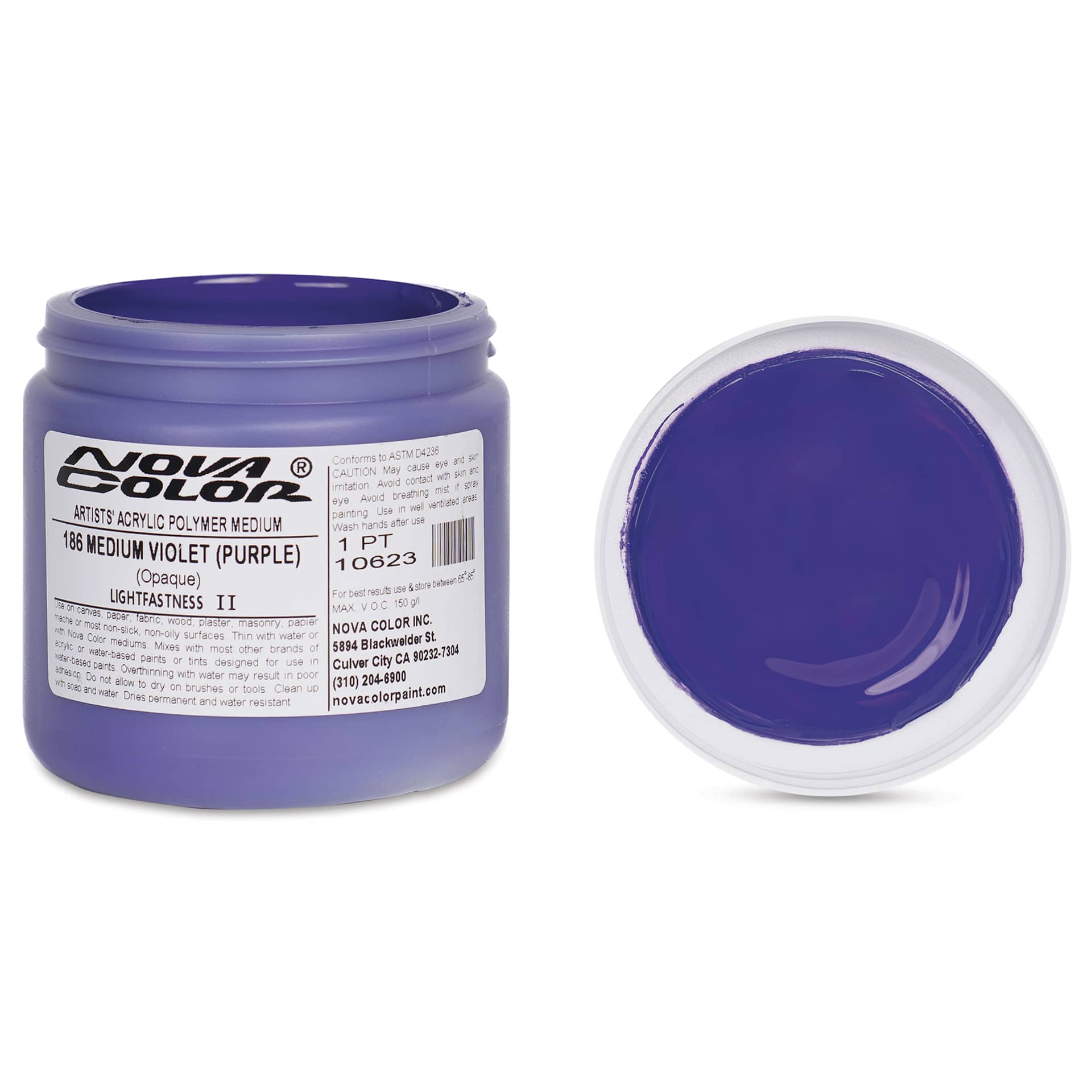 Nova Color Artists’ Acrylic Polymer Paint - Medium Violet Purple, 473 ml Jar
